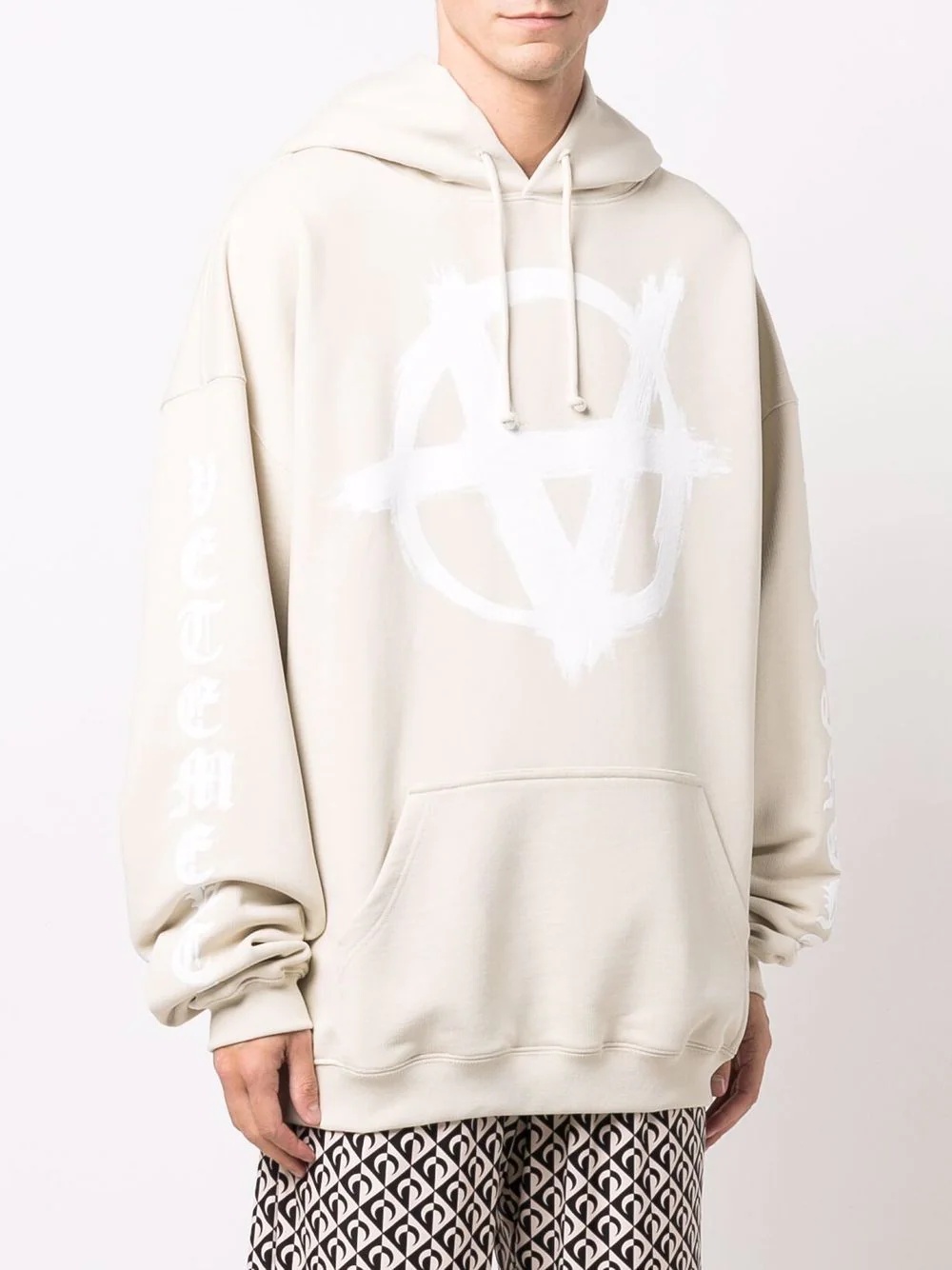 Anarchy logo-print fleece hoodie - 4