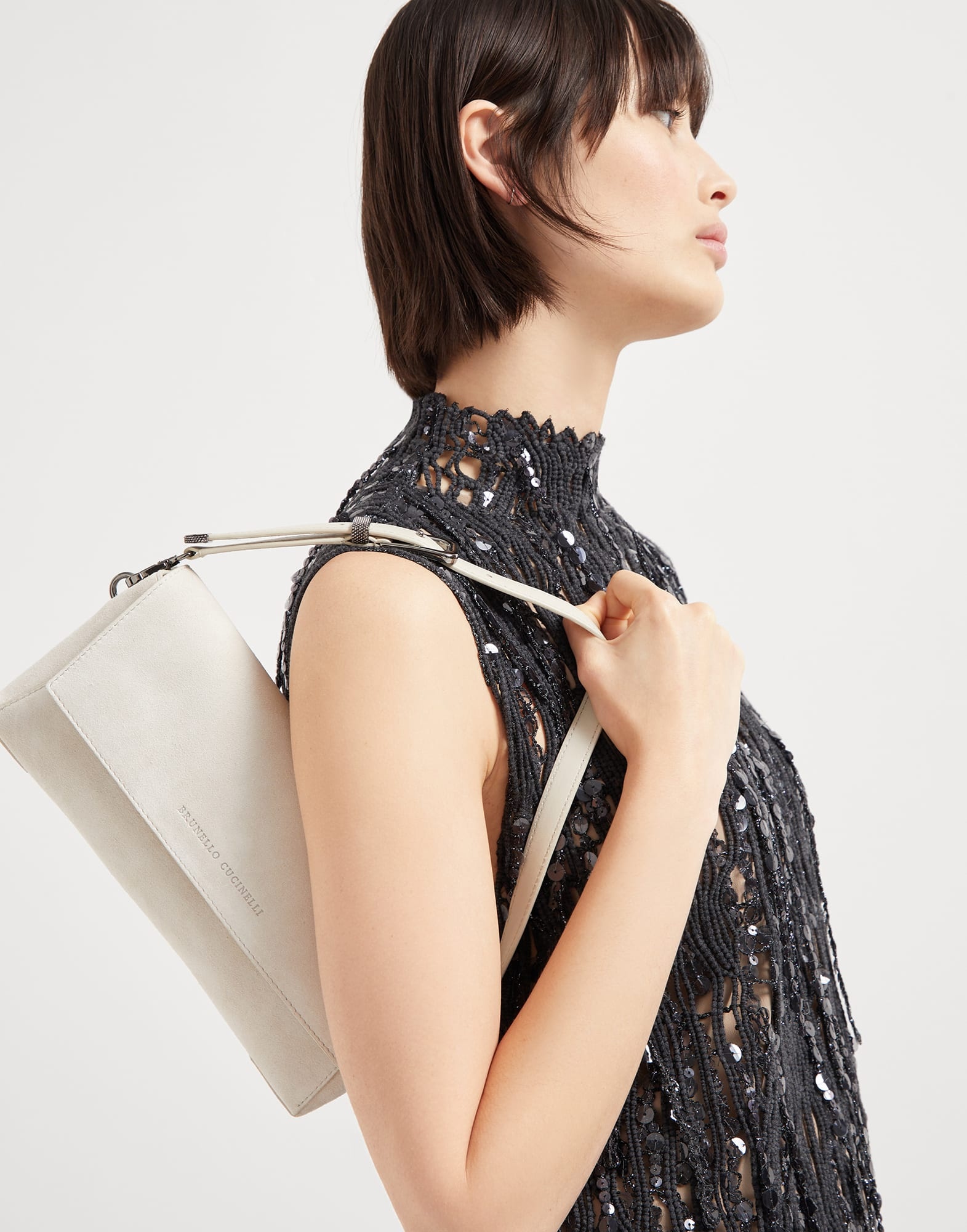 BC Duo clutch bag in suede with monili - 4