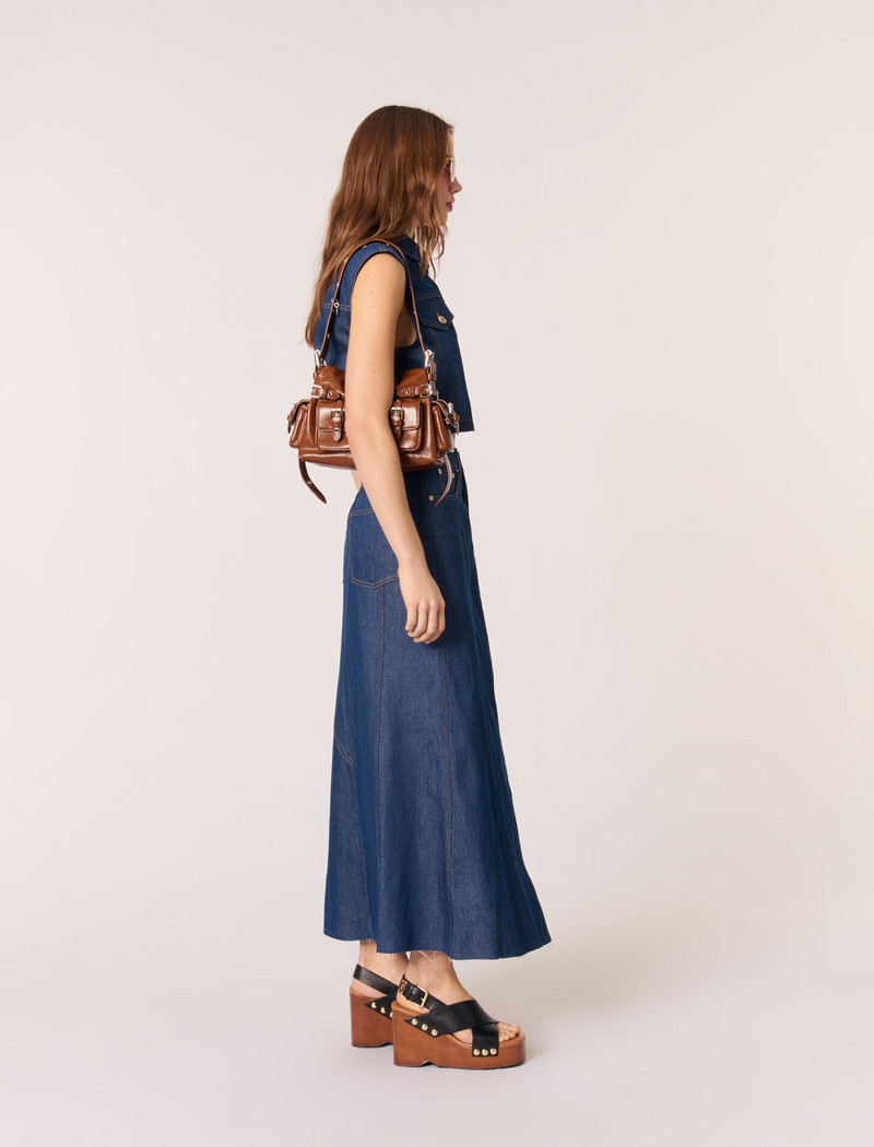 Denim cropped sleeveless jacket 3