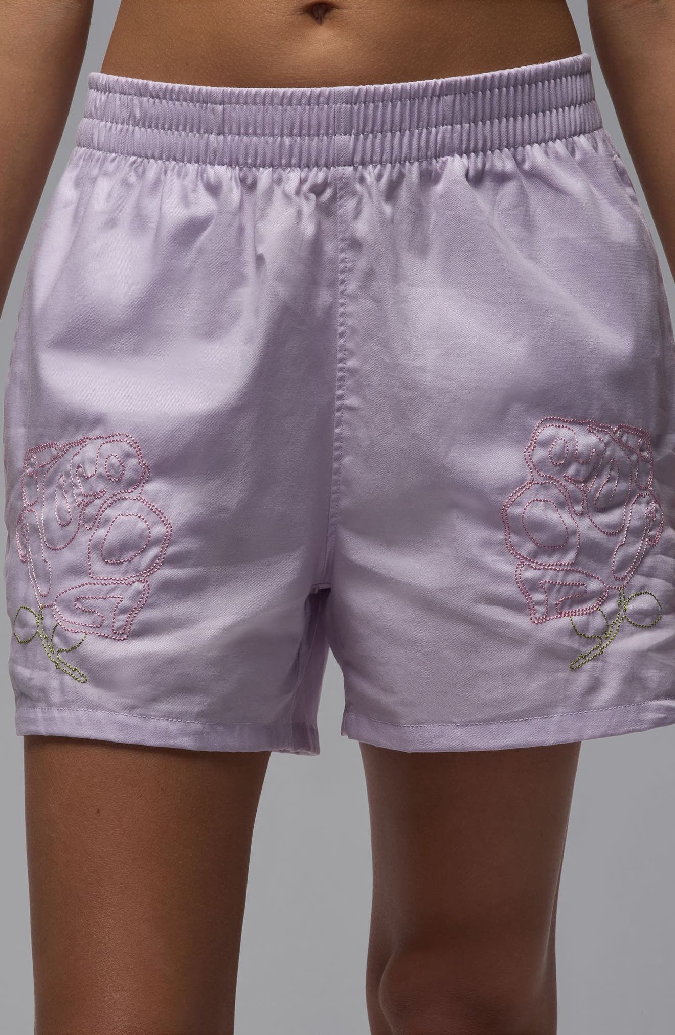 Jordan Rose Embroidered Cotton Shorts in Doll at Nordstrom - 6