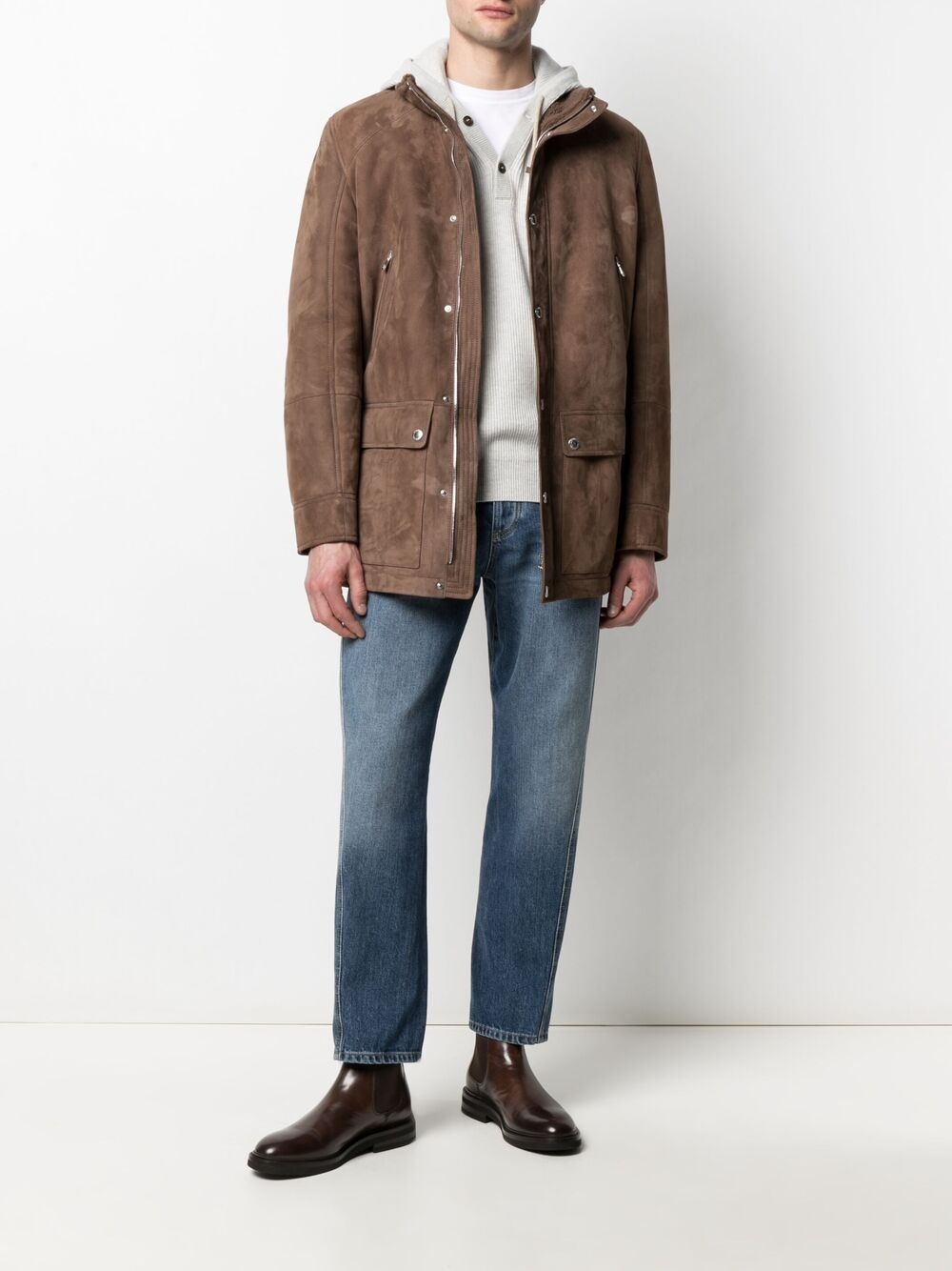 single-breasted suede jacket - 2