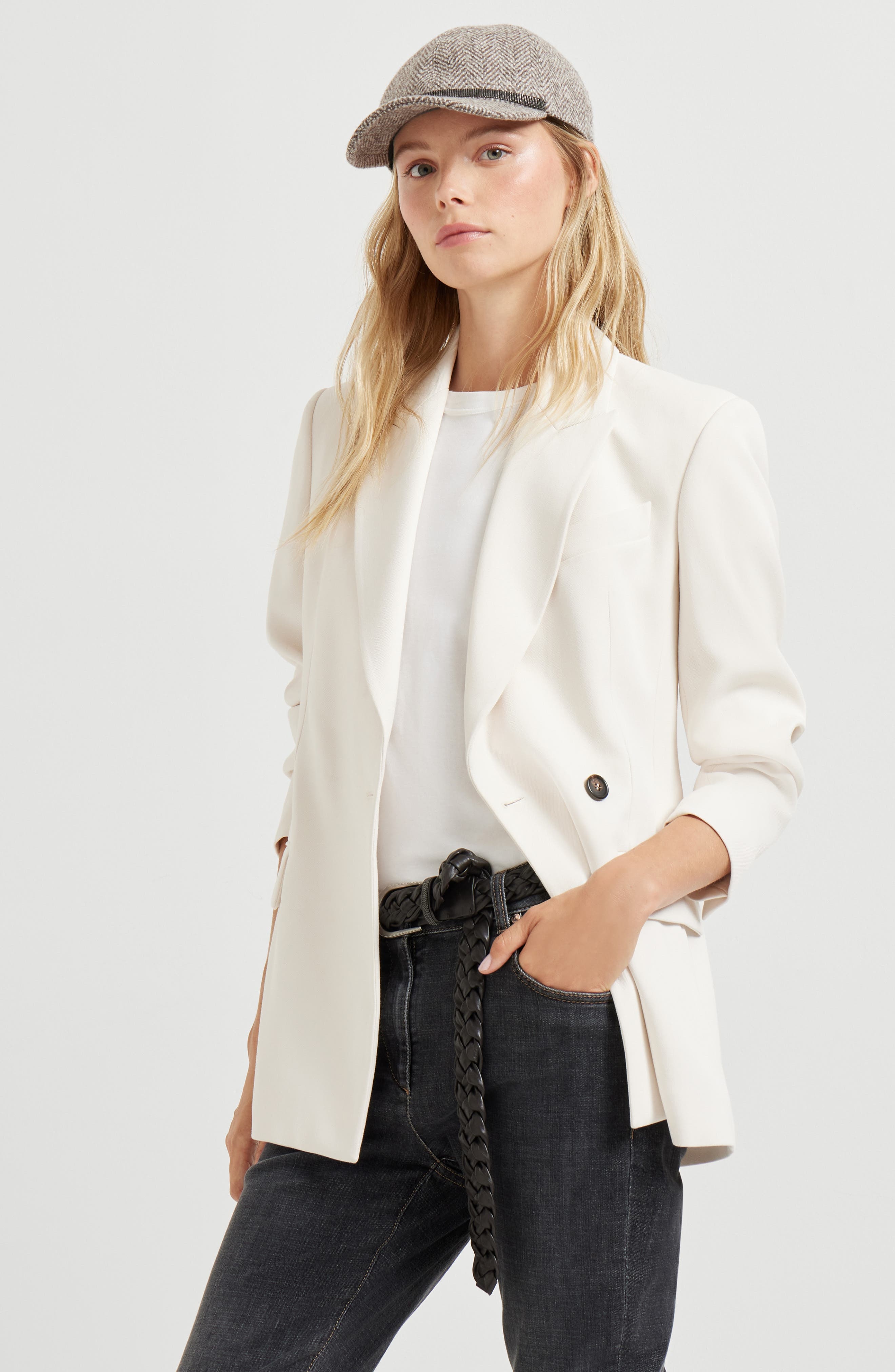 Brunello Cucinelli Couture twill blazer in Milk at Nordstrom - 5