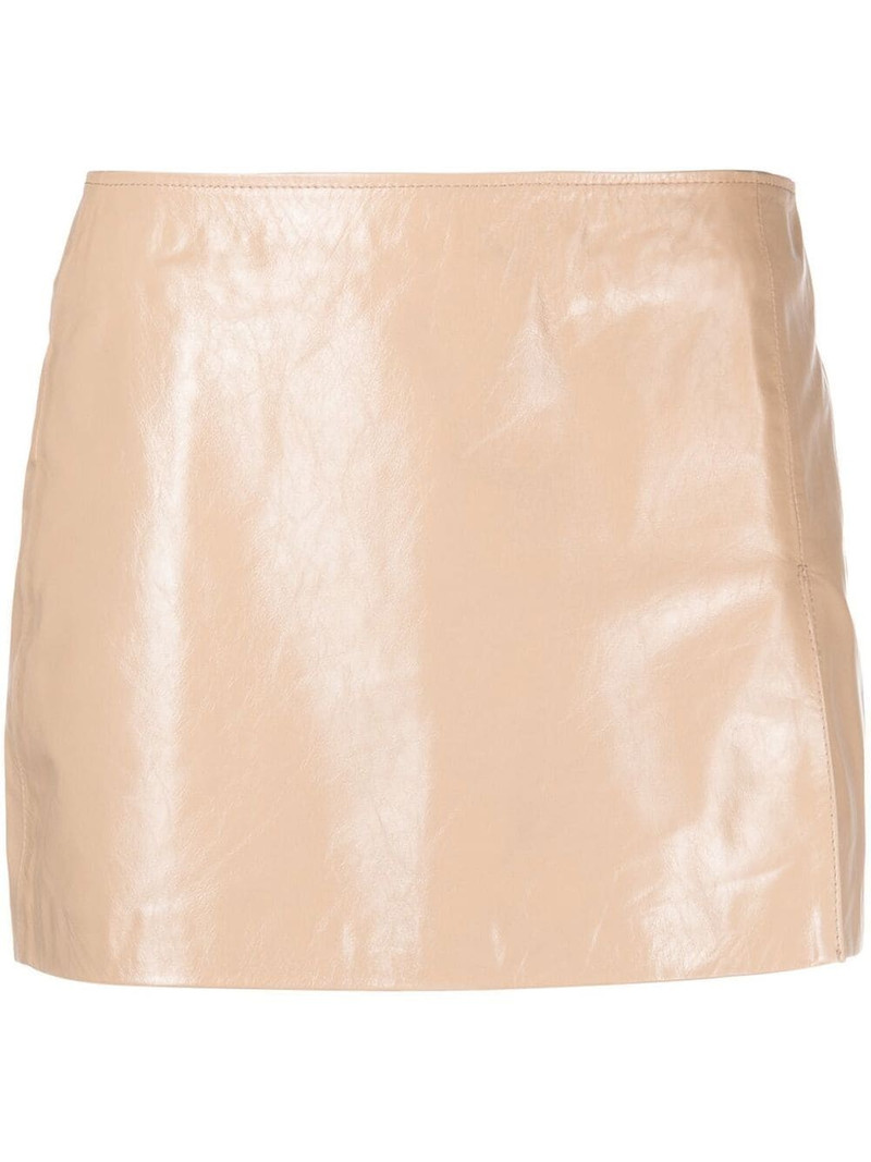 side-slit mini leather skirt 1
