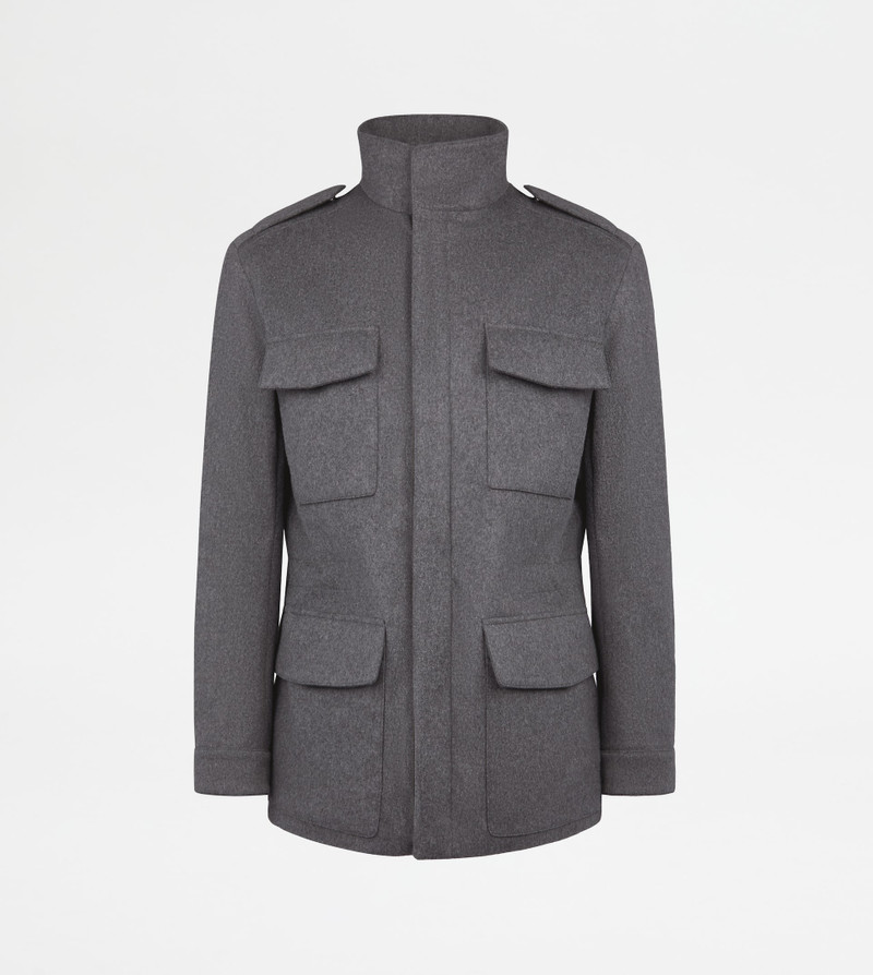 FIELD JACKET IN WOOL DRAP - GREY 1