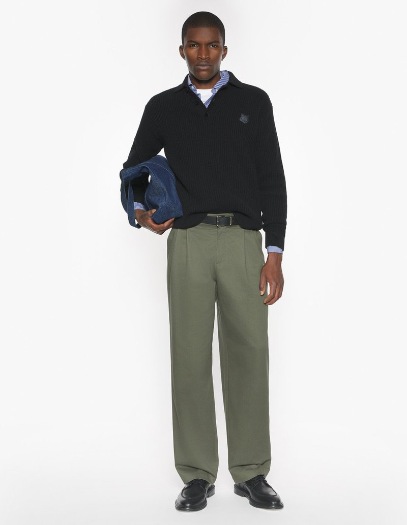 Maison Kitsuné FOX HEAD WOOL RIBBED POLO JUMPER outlook