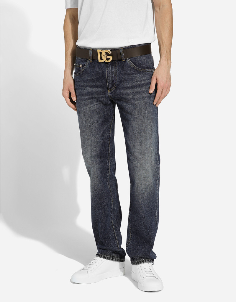 Dolce & Gabbana Lux leather belt with crossover DG logo buckle outlook