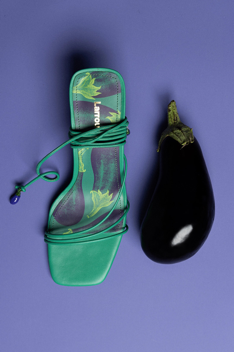 Larroudé Nadia Sandal In Green Leather outlook