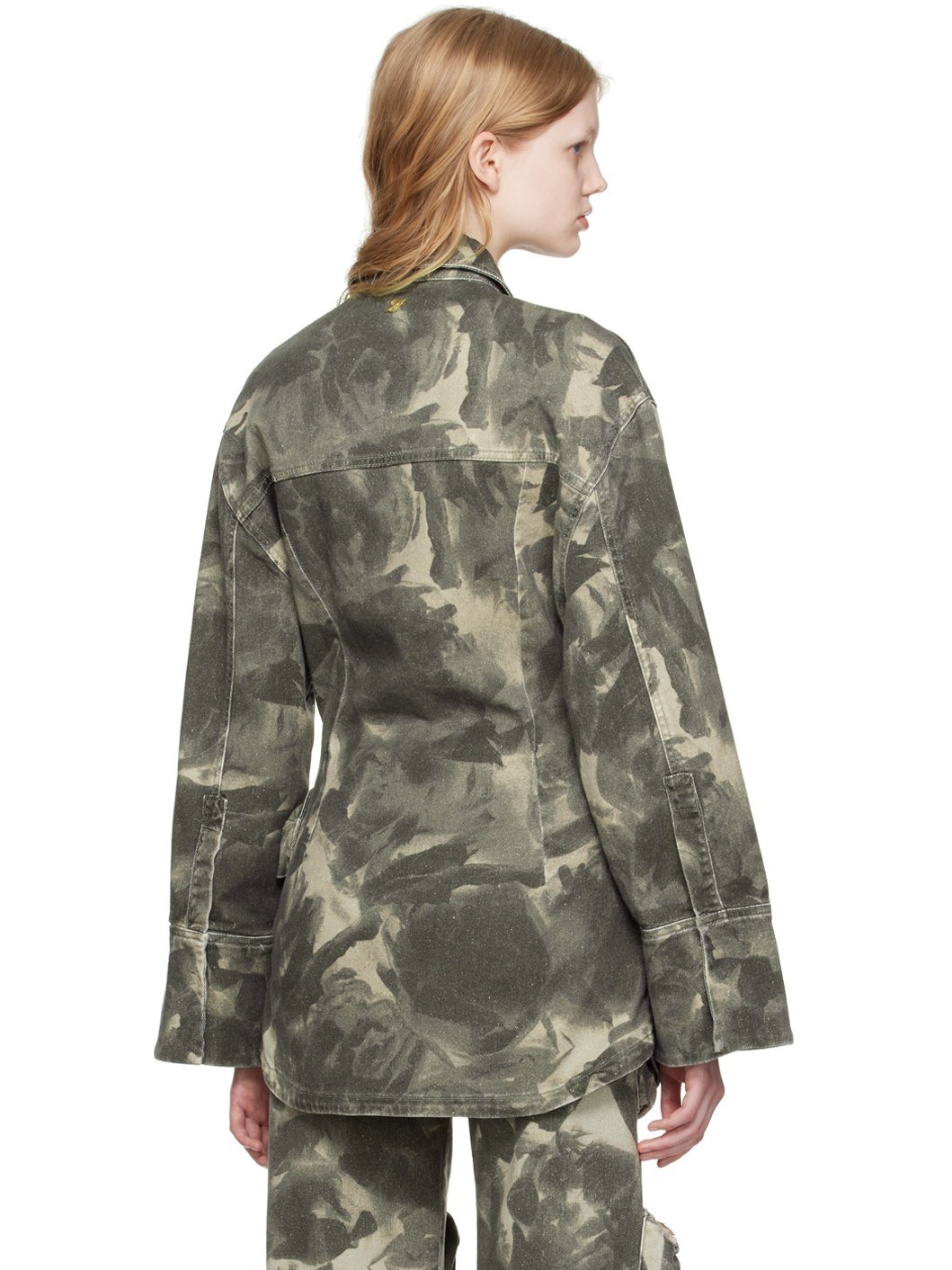 Blumarine Green Camo Denim Jacket