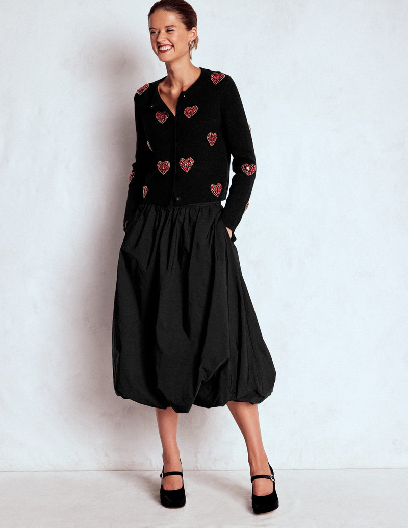 Bubble Hem Midi Skirt-Black 6