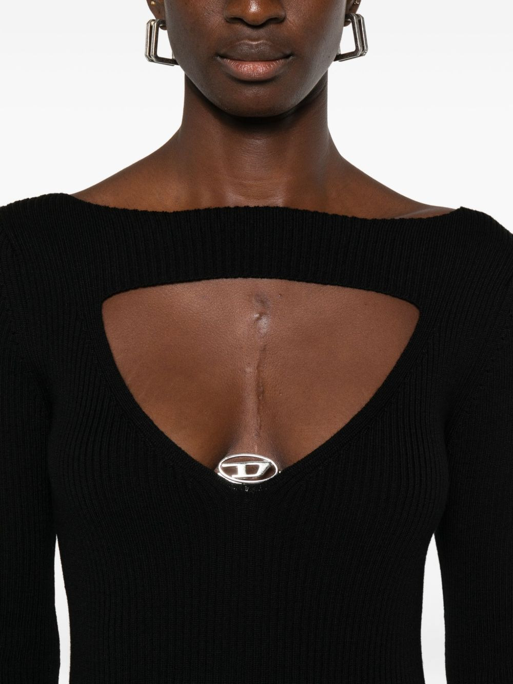 logo-embellished long-sleeve midi dress - 5