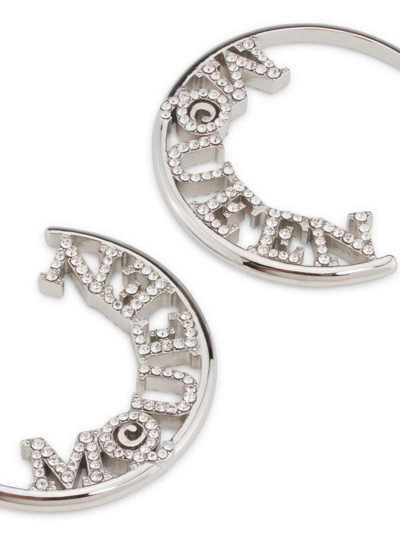 Women's Silvertone & Glass Crystal Logo Hoop Earrings - Silver Grey 3