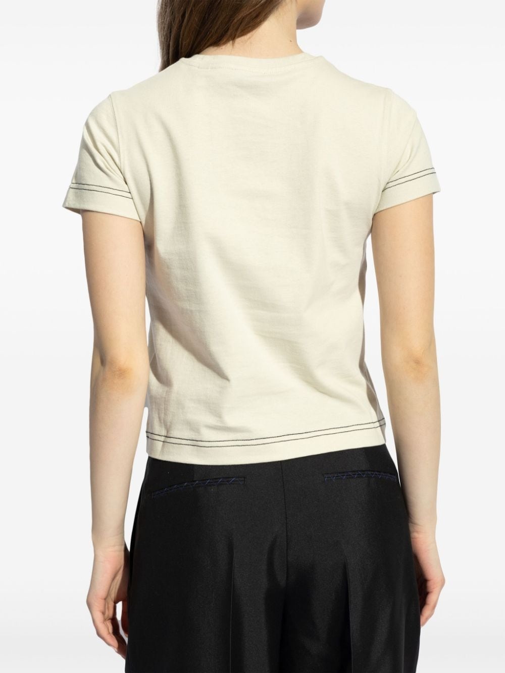 logo-embroidered crop top - 4