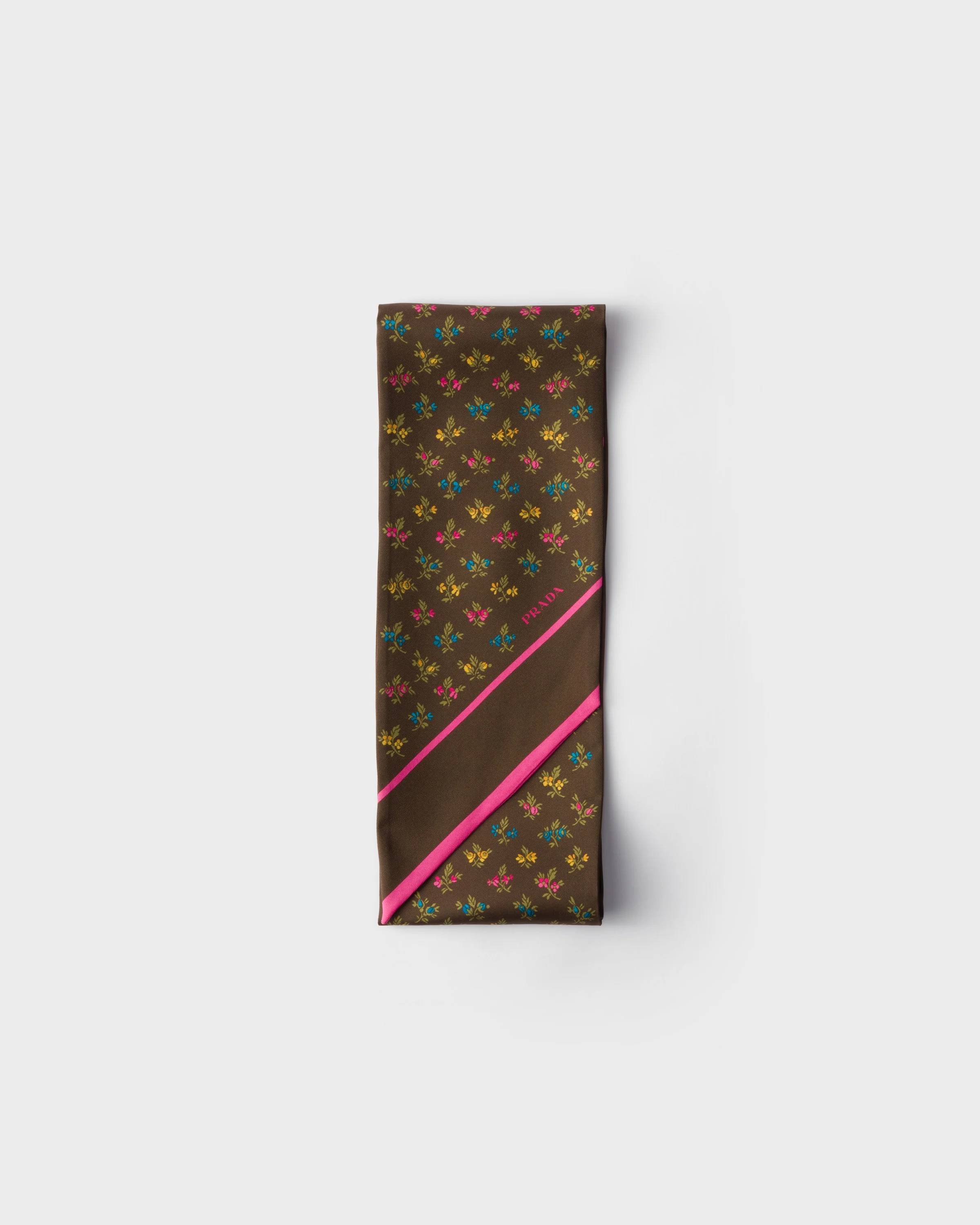 Printed silk twill skinny scarf - 1