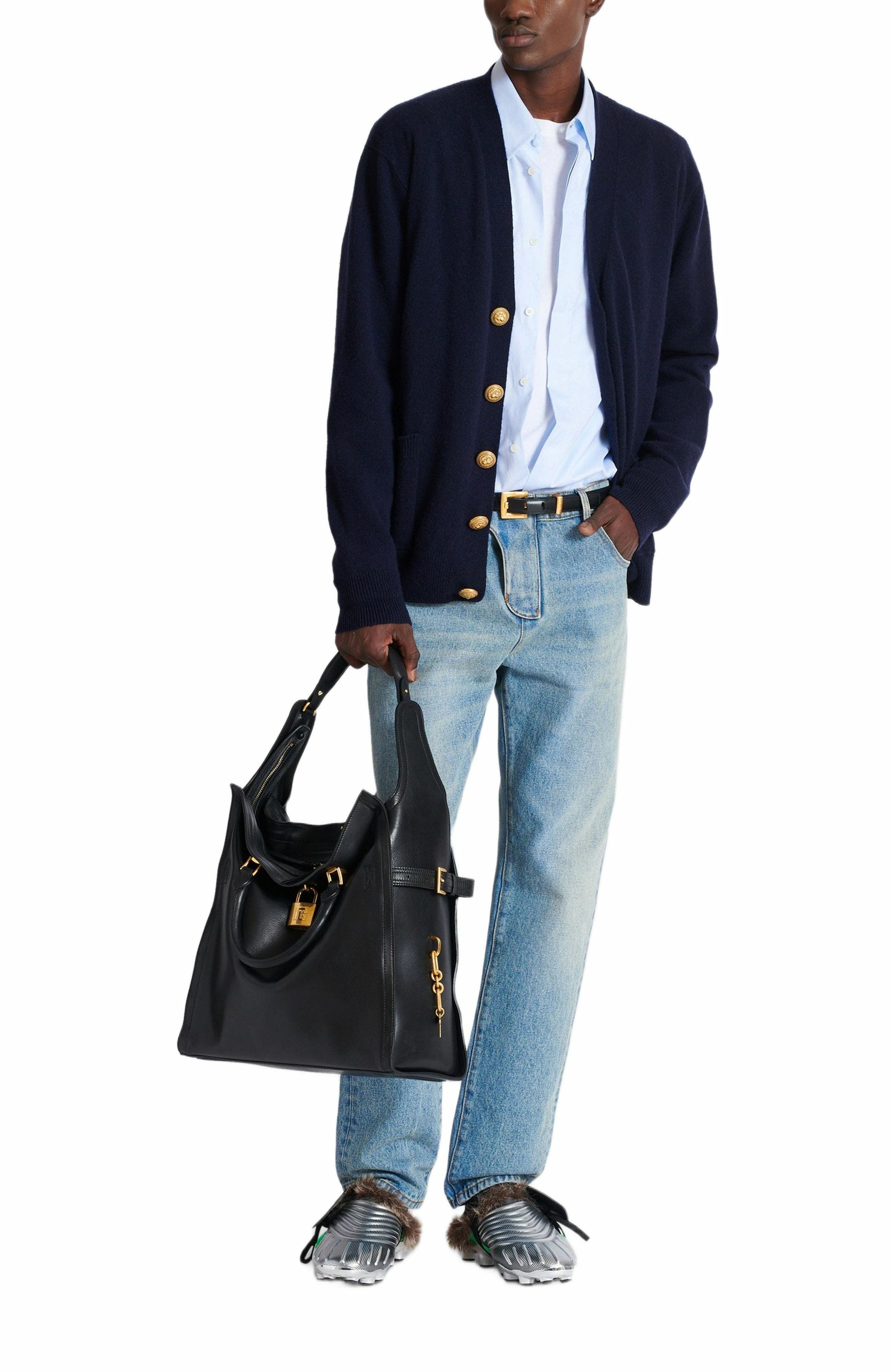 Balmain Eco-cashmere cardigan in Navy at Nordstrom - 3