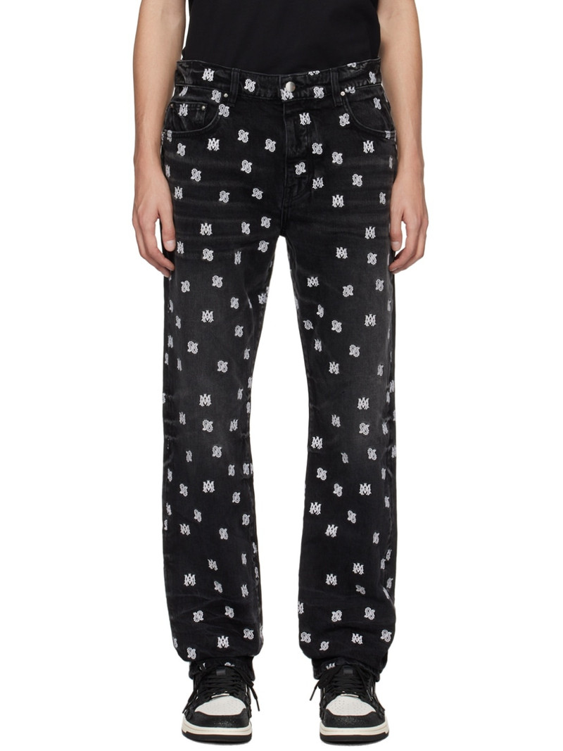 Black Embroidered Jeans 1