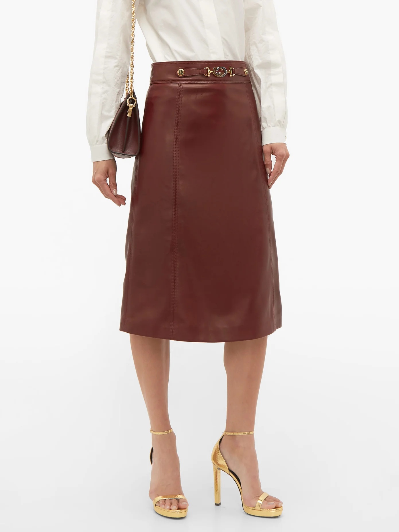 French Plongé leather A-Line skirt - 7