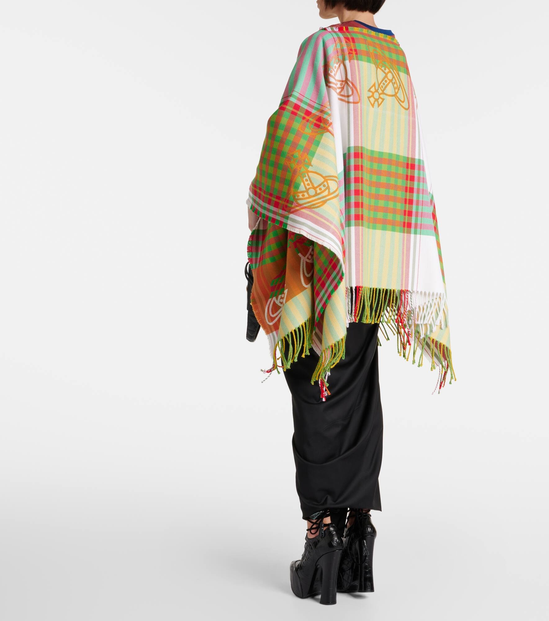 Combat tartan wool and cotton poncho - 3