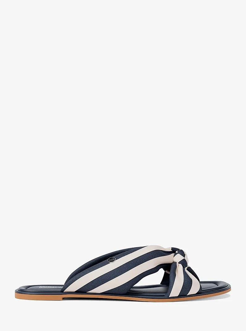 Elena Striped Linen Blend Slide Sandal - 1
