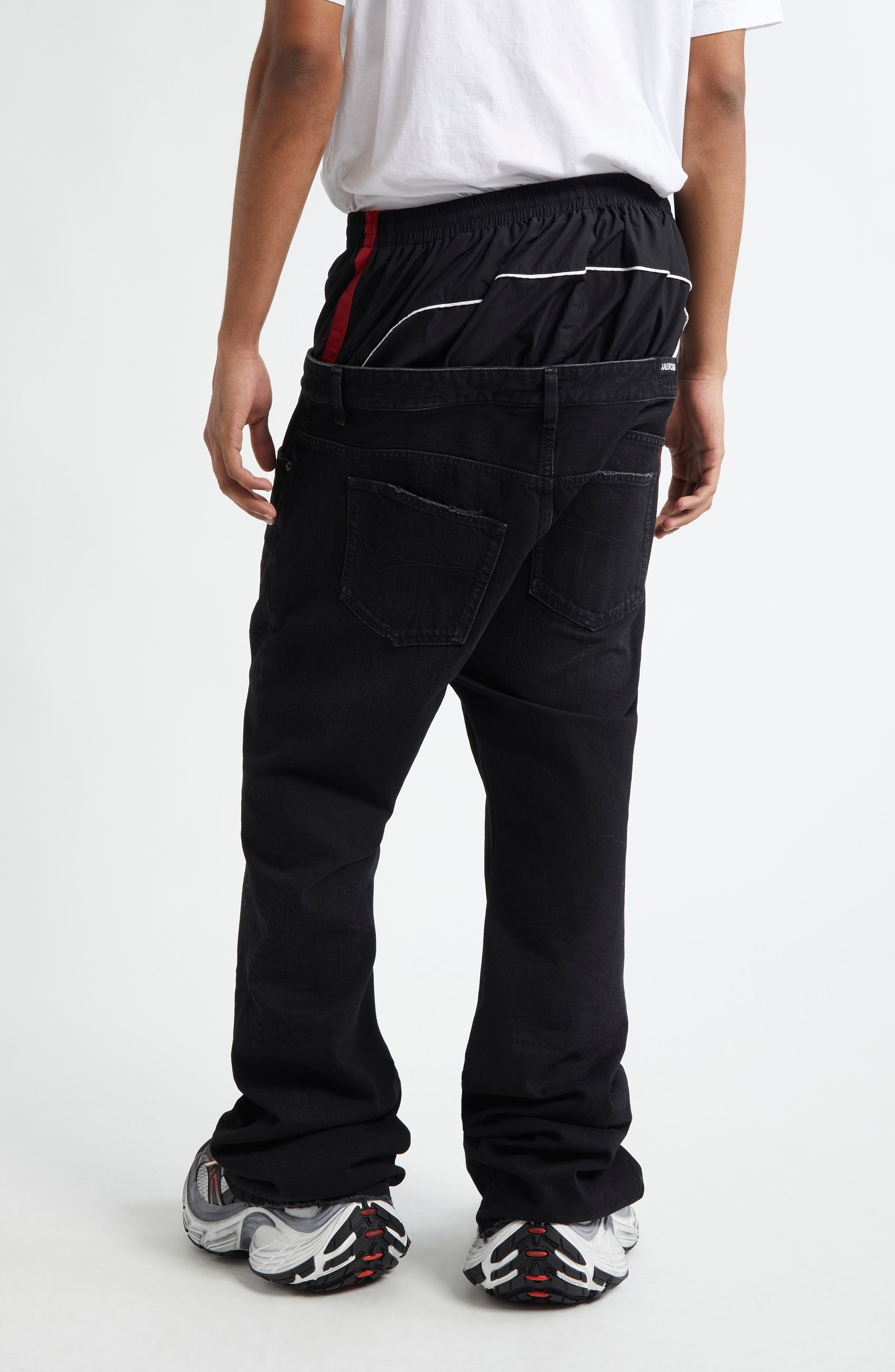 Balenciaga Layered Flare Leg Jeans in 6412 Midnight at Nordstrom - 3