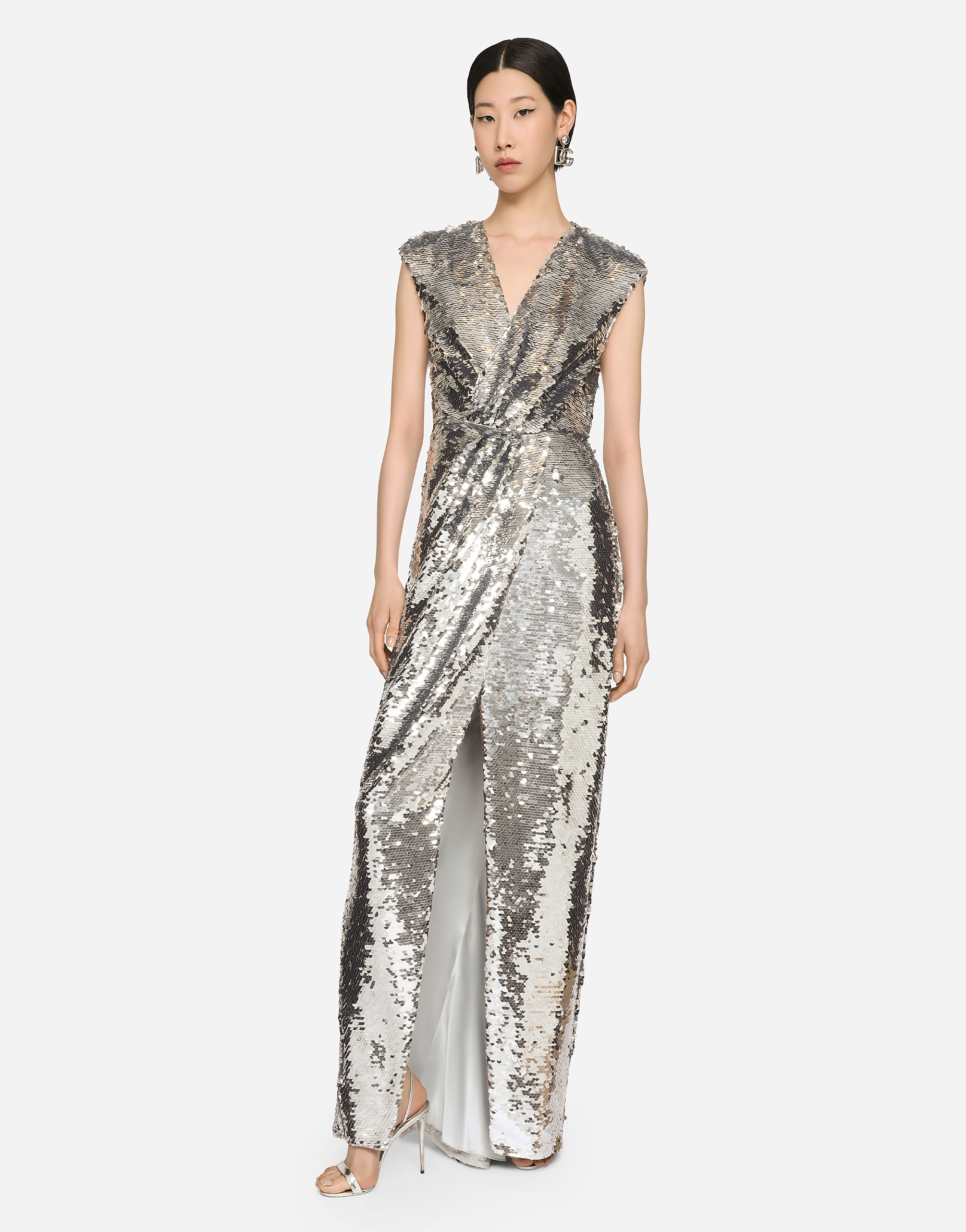 Long sequined dress with draping - 2