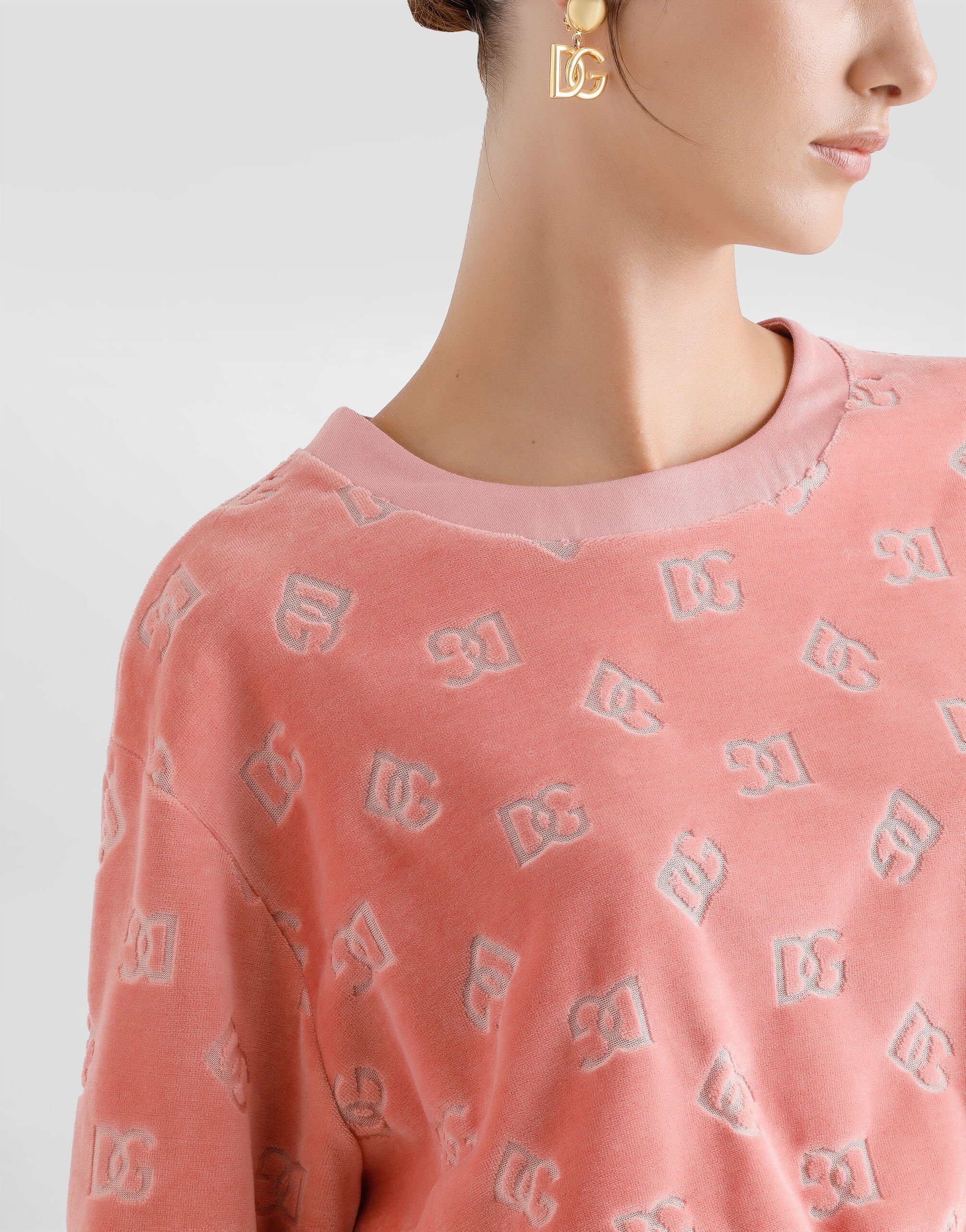Short chenille jacquard sweatshirt with jacquard DG logo - 5
