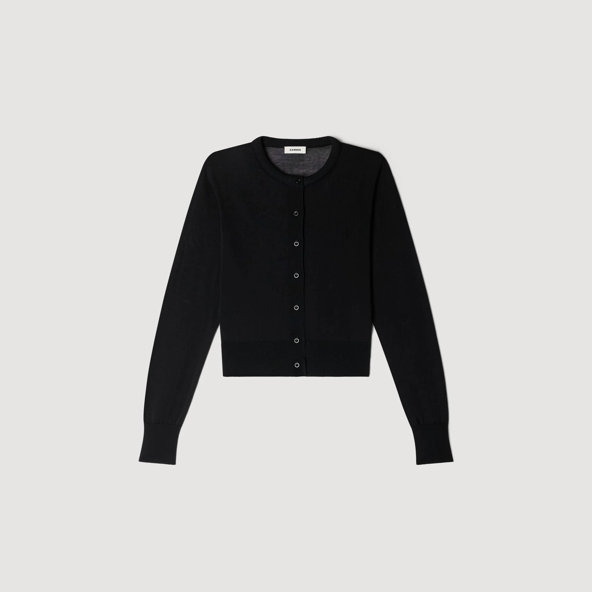 PADDED ROUND NECK CROPPED CARDIGAN - 1