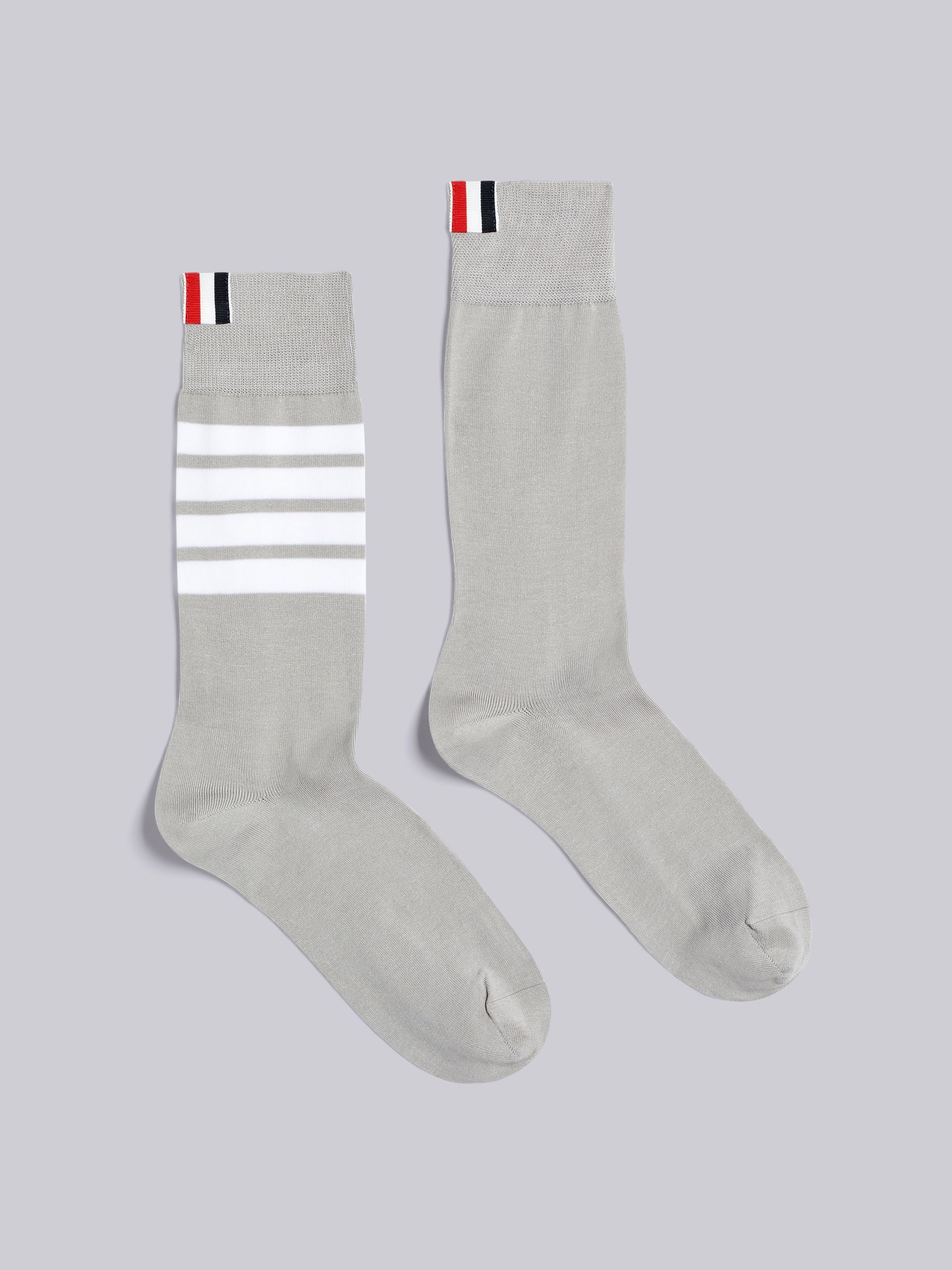 Light Grey Lightweight Cotton Mid-calf 4-Bar Socks - 1