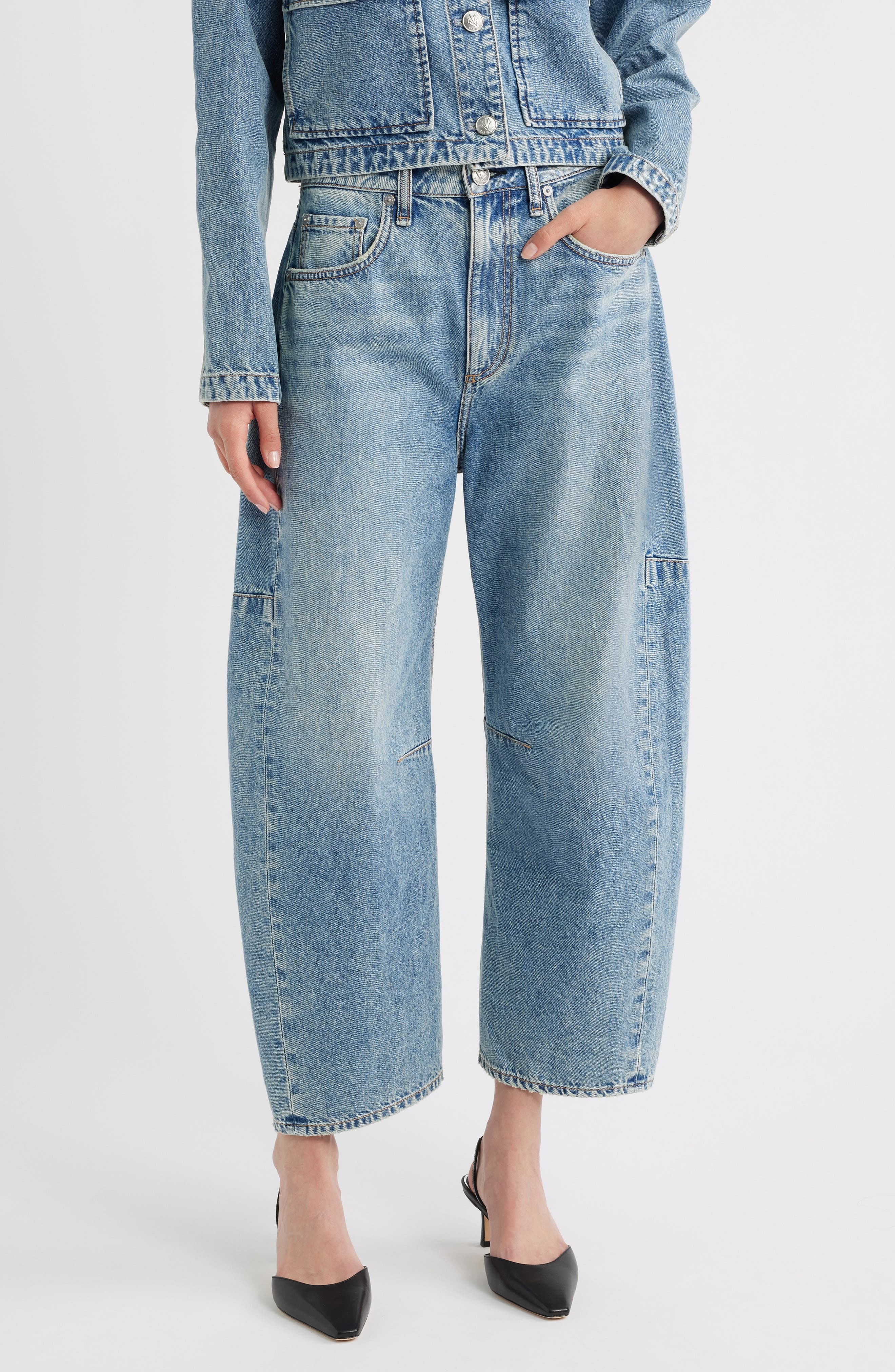 rag & bone Charlie Super High Waist Crop Barrel Jeans in Arlo at Nordstrom - 1