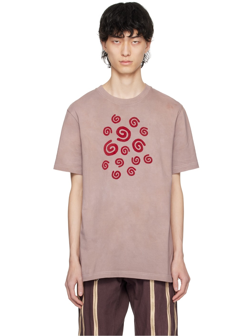 Brown Flocked Spiral T-Shirt - 1