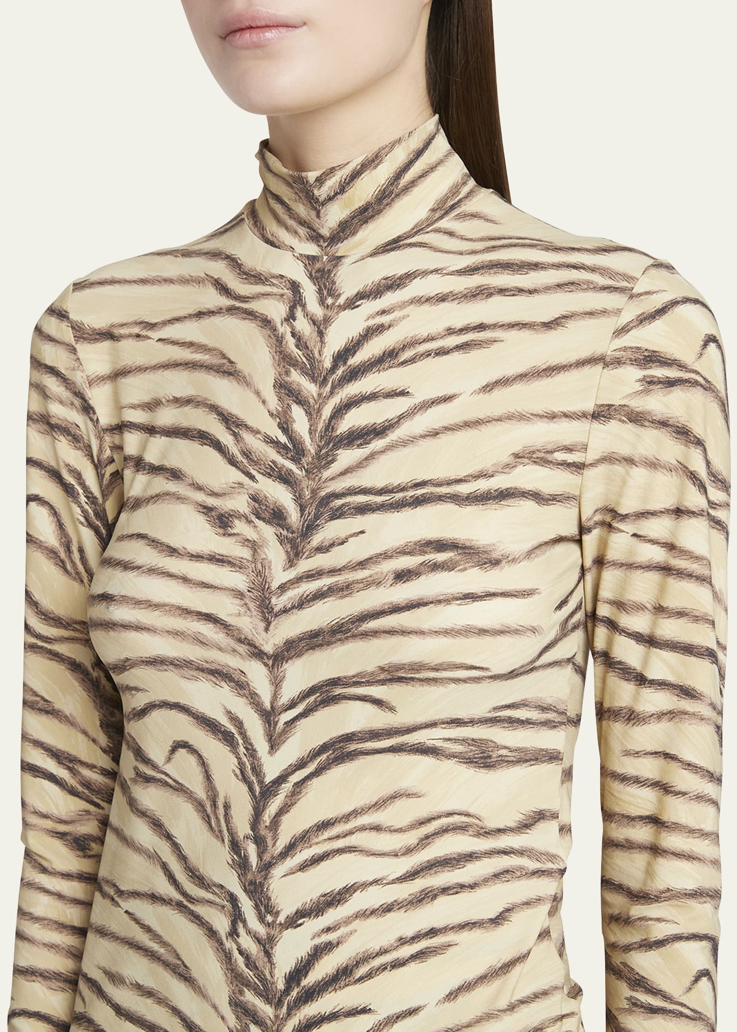 Tiger Print Turtleneck Top - 5