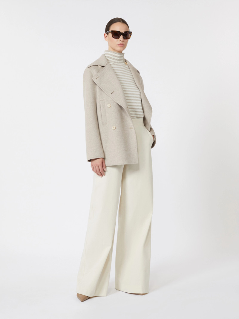 Max Mara DENTICE Straight-fit cotton twill trousers - IVORY outlook