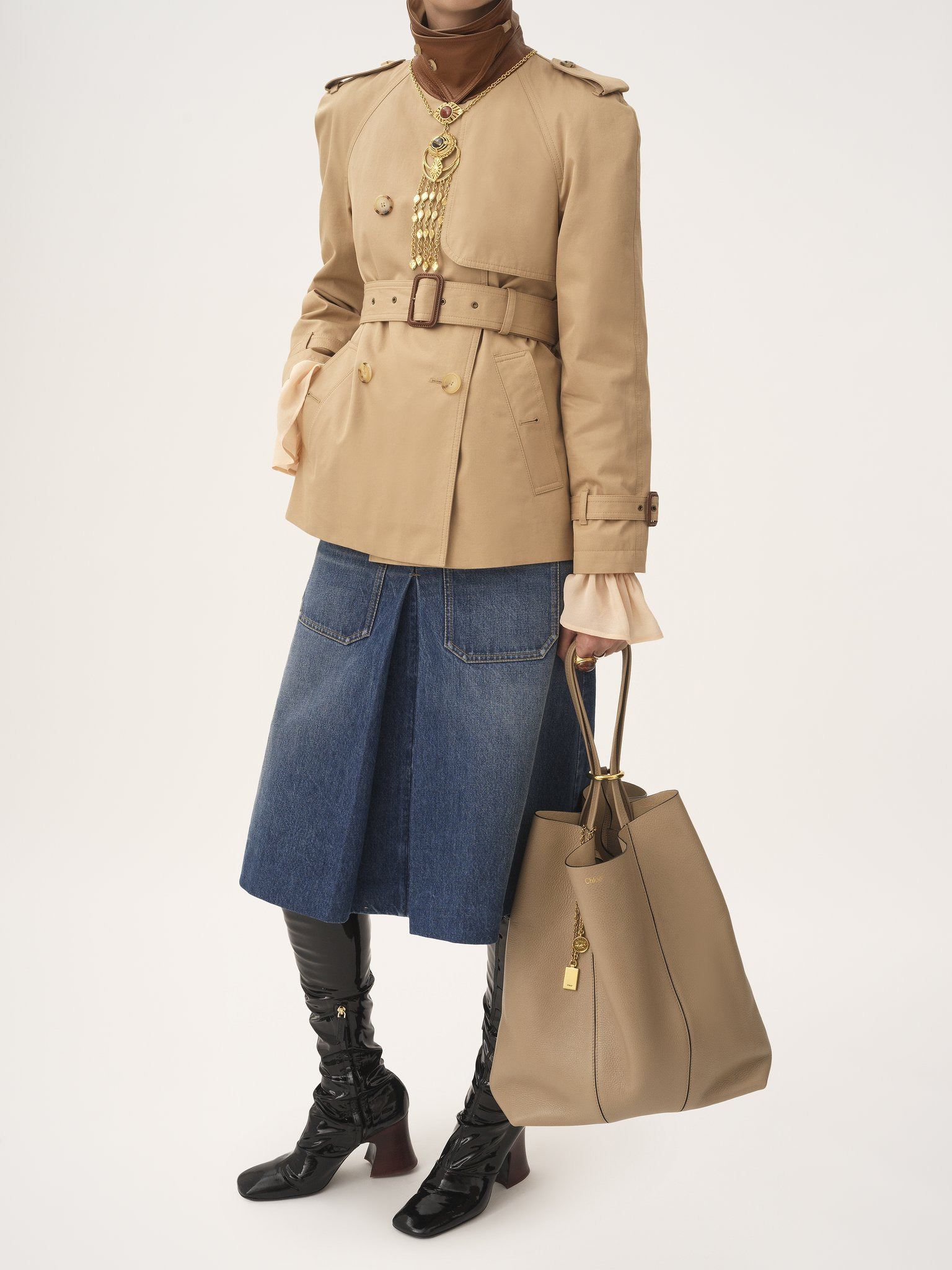LARGE CHLOÉ SPIN TOTE BAG IN GRAINED LEATHER - 7