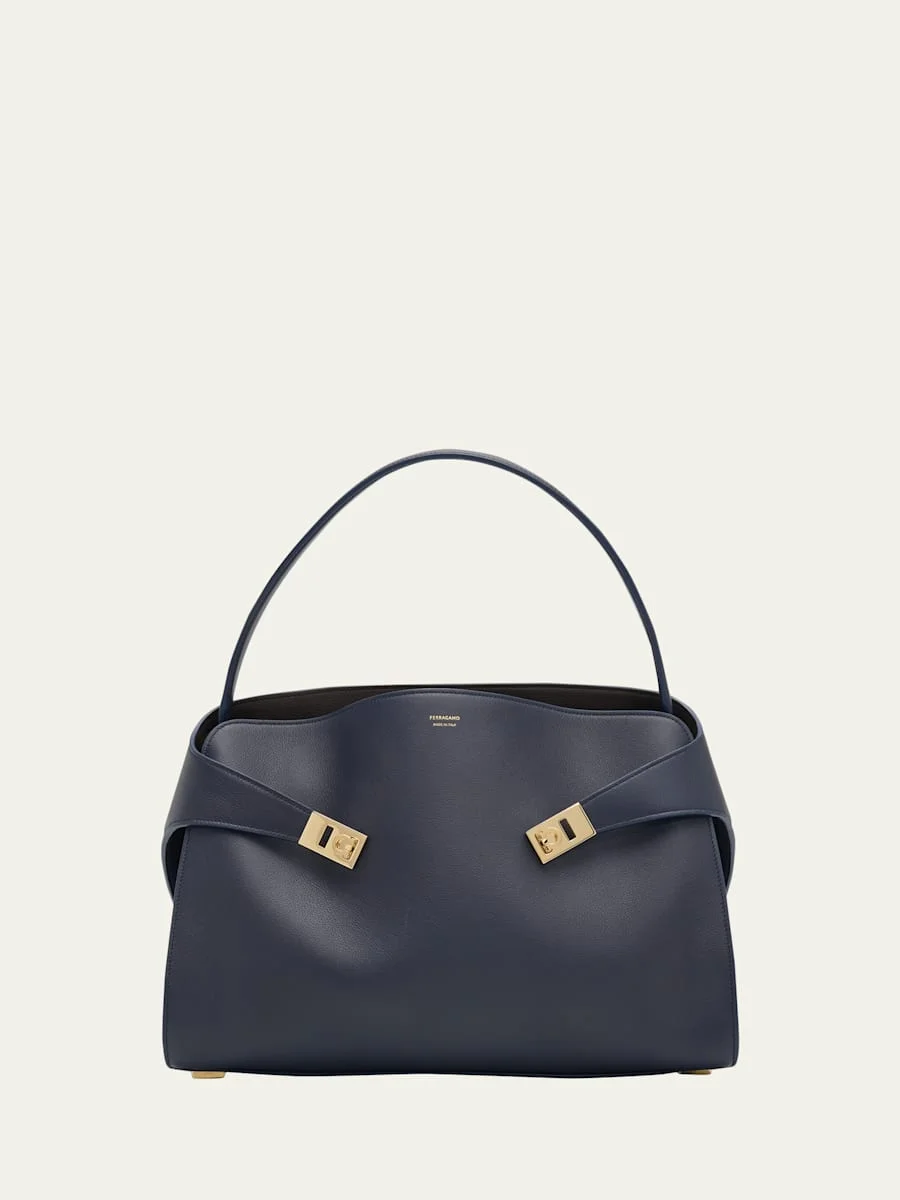 Hug Medium Soft Bicolor Leather Shoulder Bag - 1