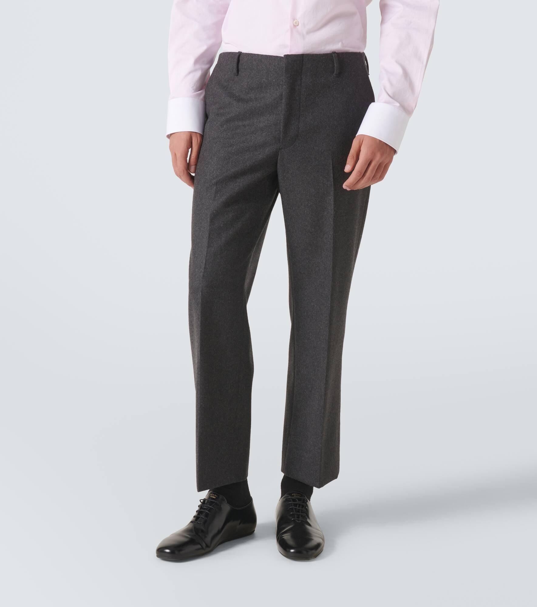 Wool flannel cropped straight pants - 3