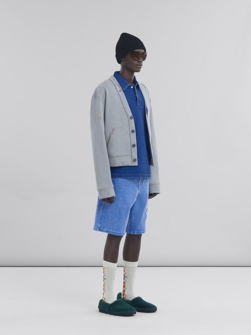 BLUE OVERSIZE ORGANIC DENIM POLO SHIRT WITH MARNI SYMBOL 5