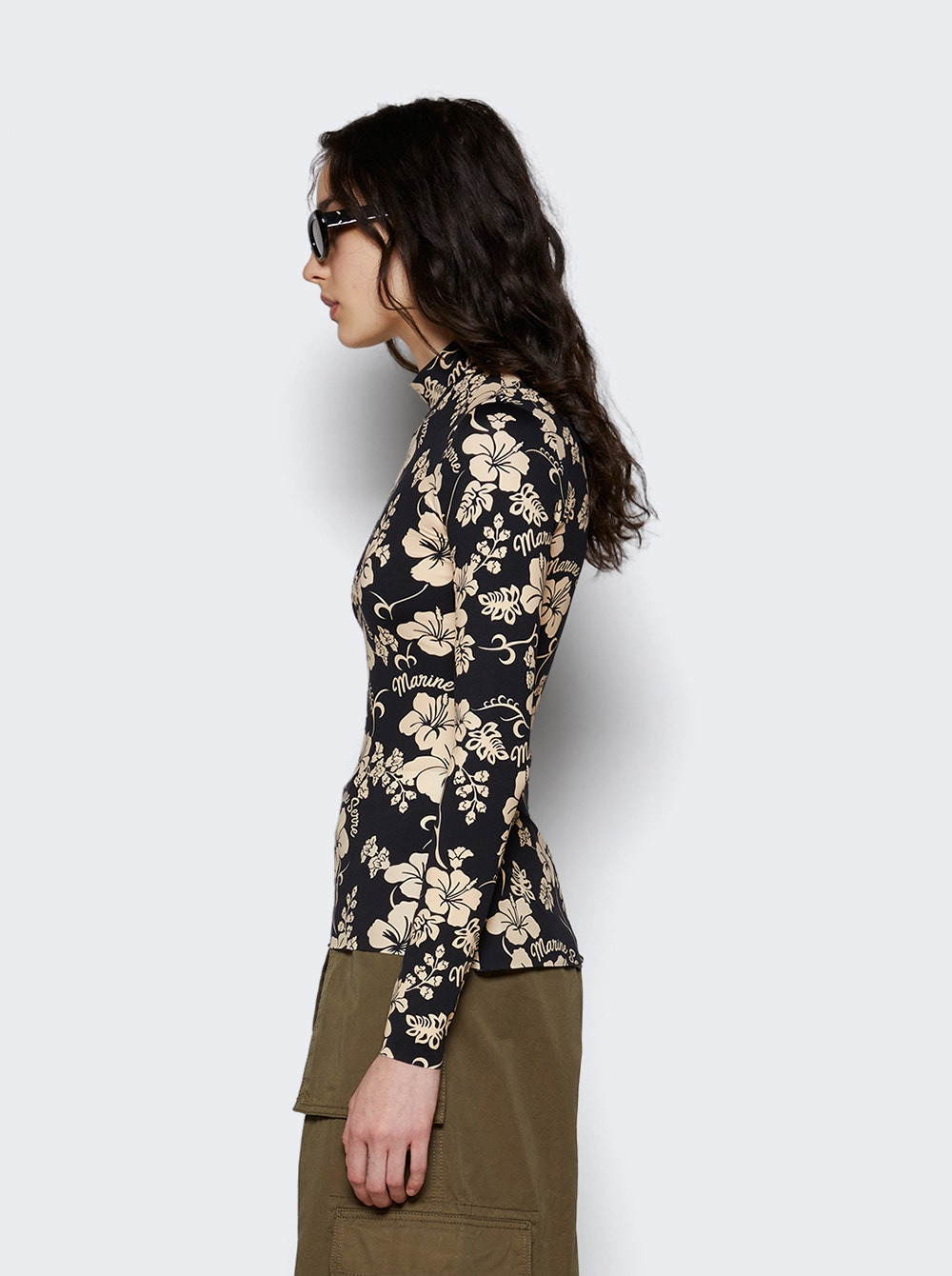 High Neck Top Black Floral - 4