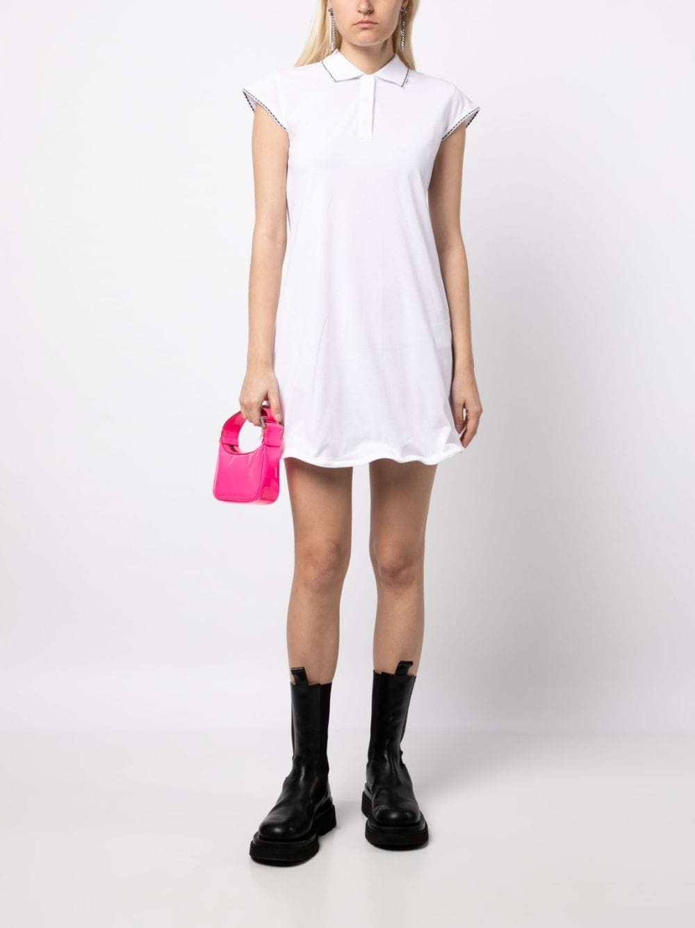 contrast-stitching shirt dress - 2