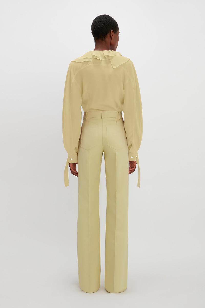 딥 V Ruffled 레몬의 Blouse 4