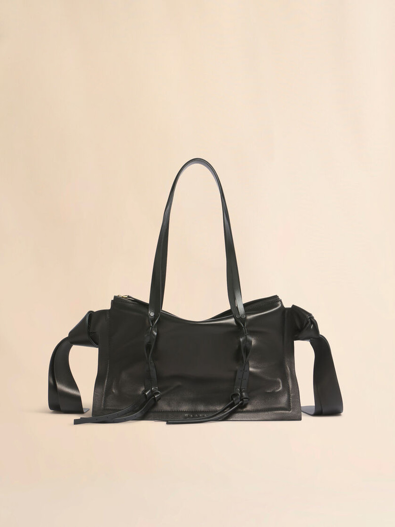BLACK LEATHER AMULET SMALL BAG 1