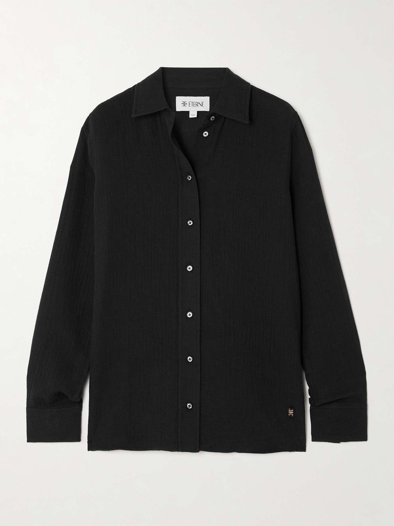 Constance embellished cotton-gauze shirt Black - 1