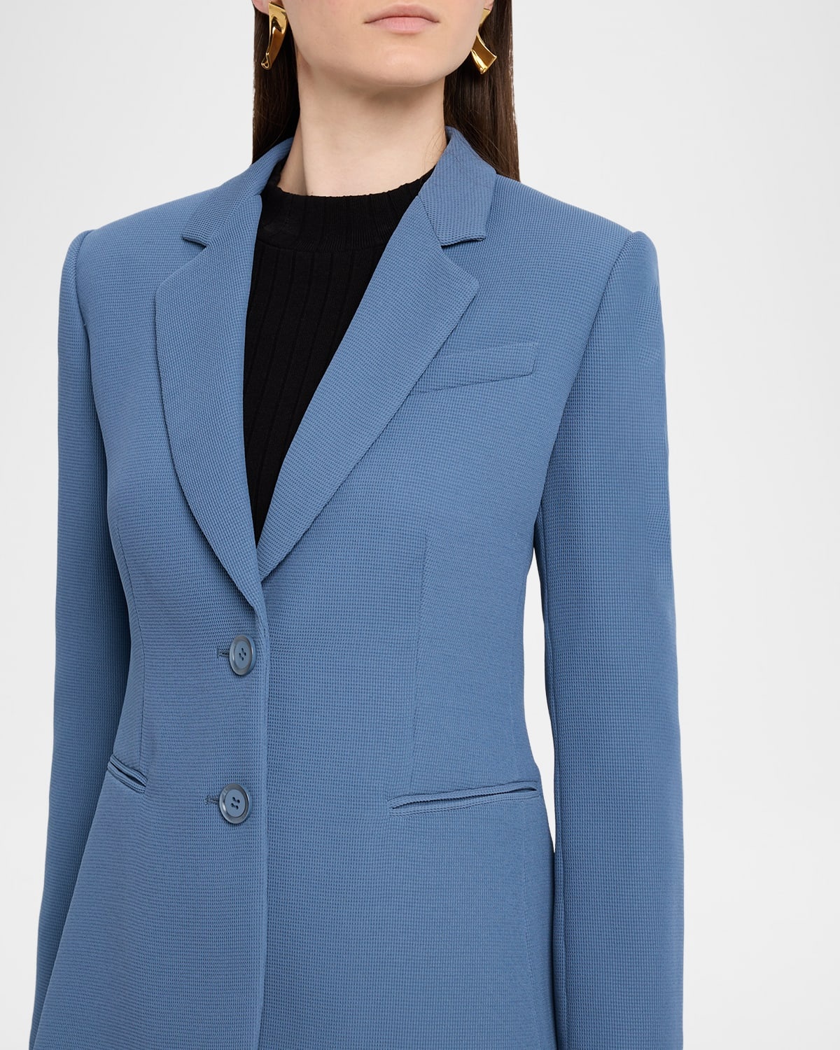 Single-Breasted Pique Blazer - 5