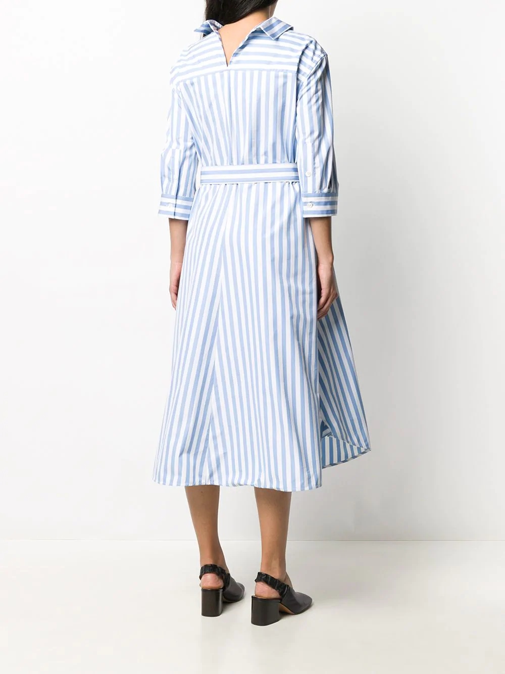 stripe belted cotton shirt dress - 4