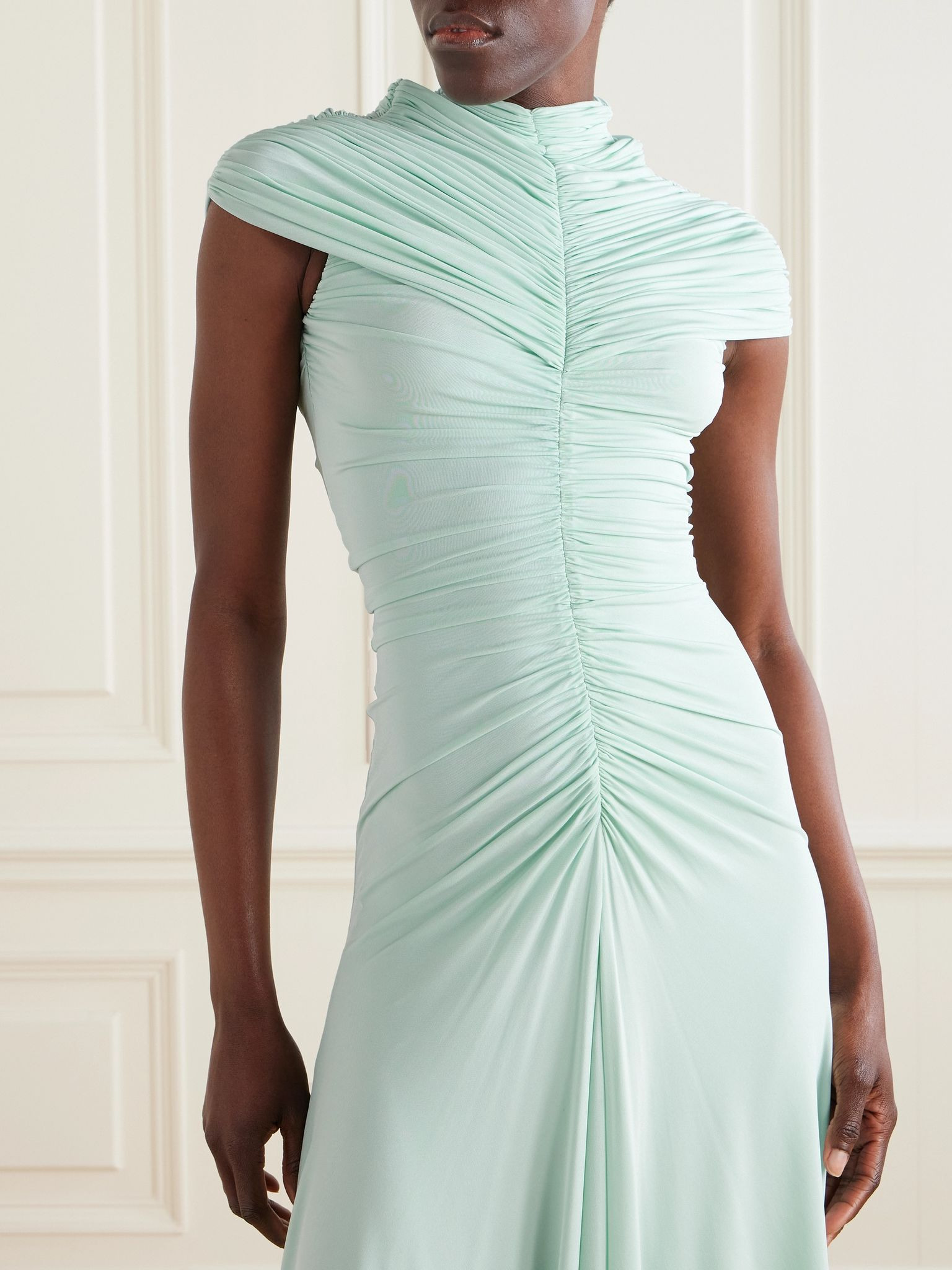 Ruched jersey midi dress Turquoise - 5
