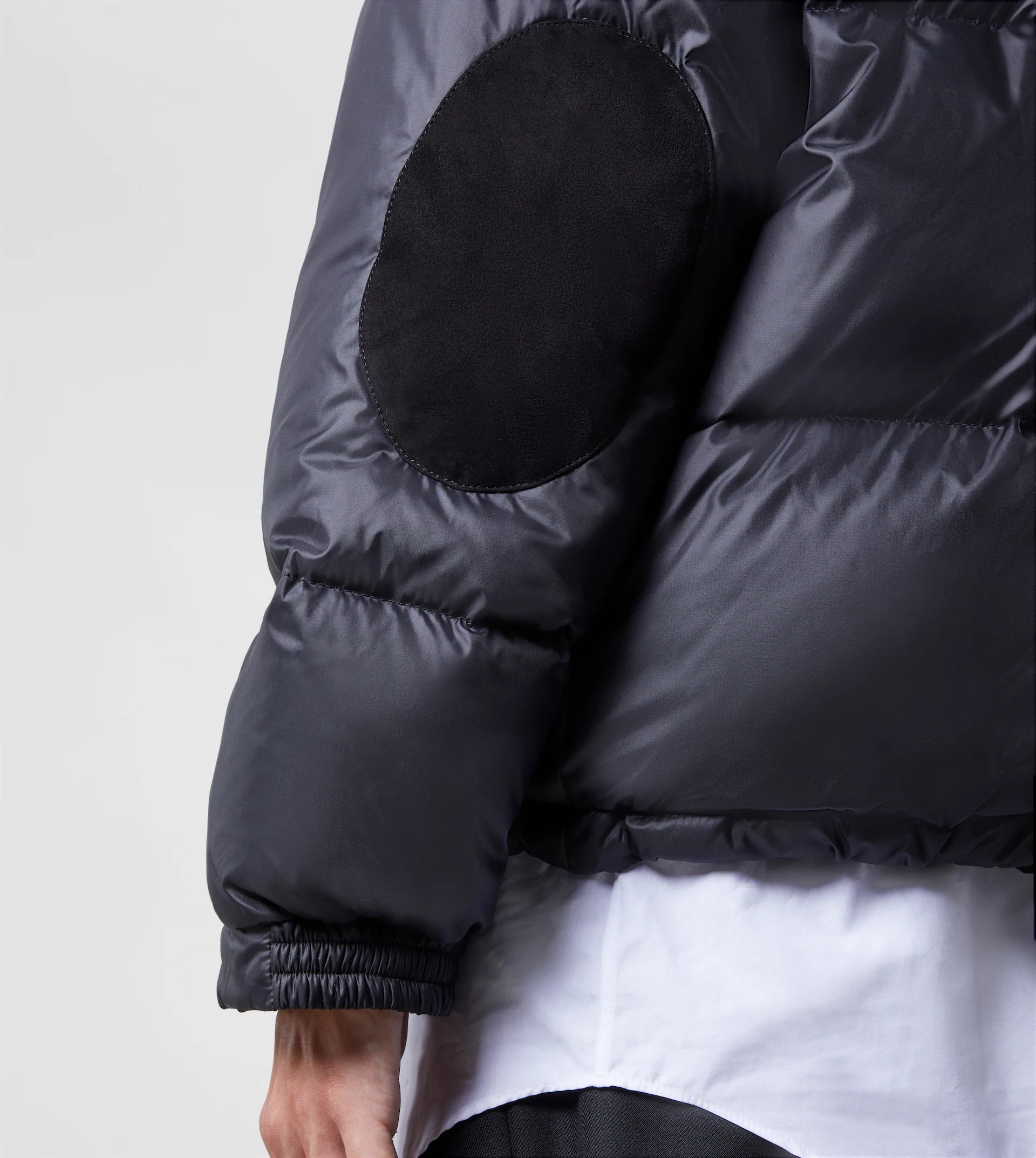 DOWN JACKET WITH SUEDE INSERTS - BLACK - 5