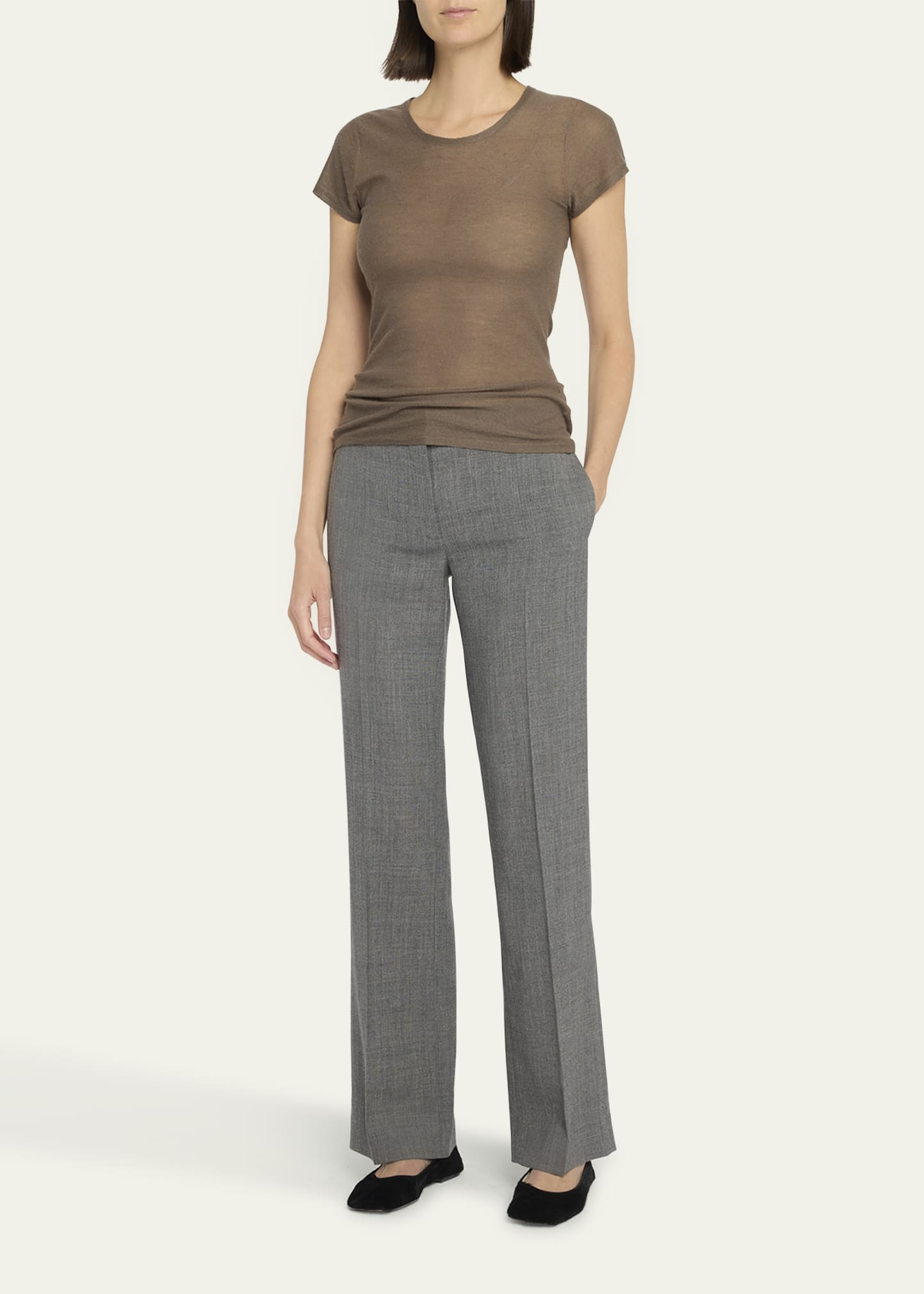 Keyla Short-Sleeve Fine Cashmere T-Shirt - 2