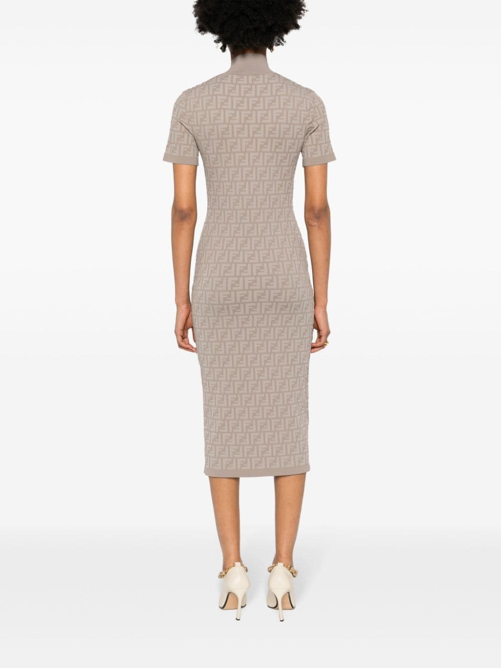 FF-jacquard midi dress - 4