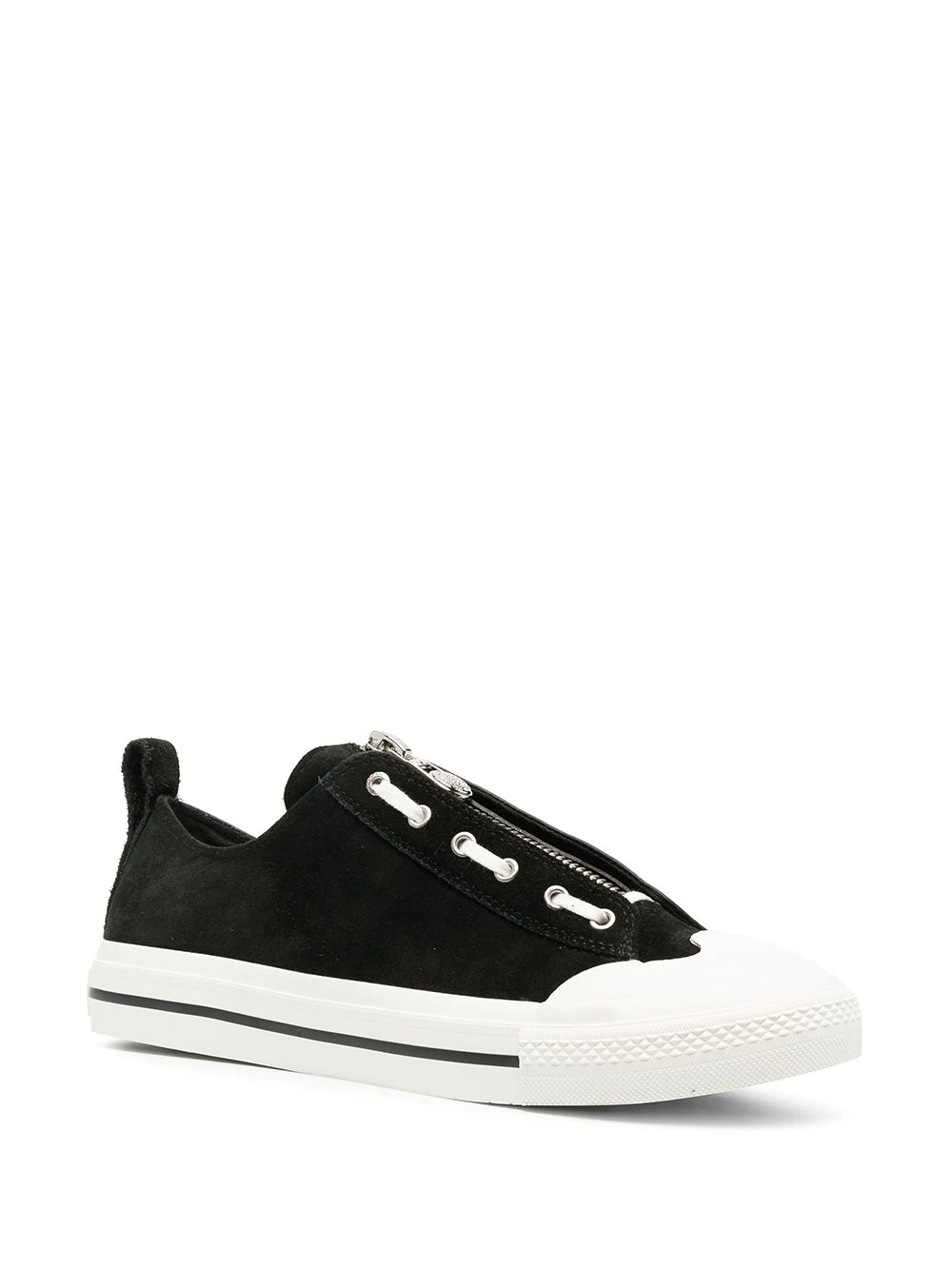 suede and leather low-top sneakers - 2