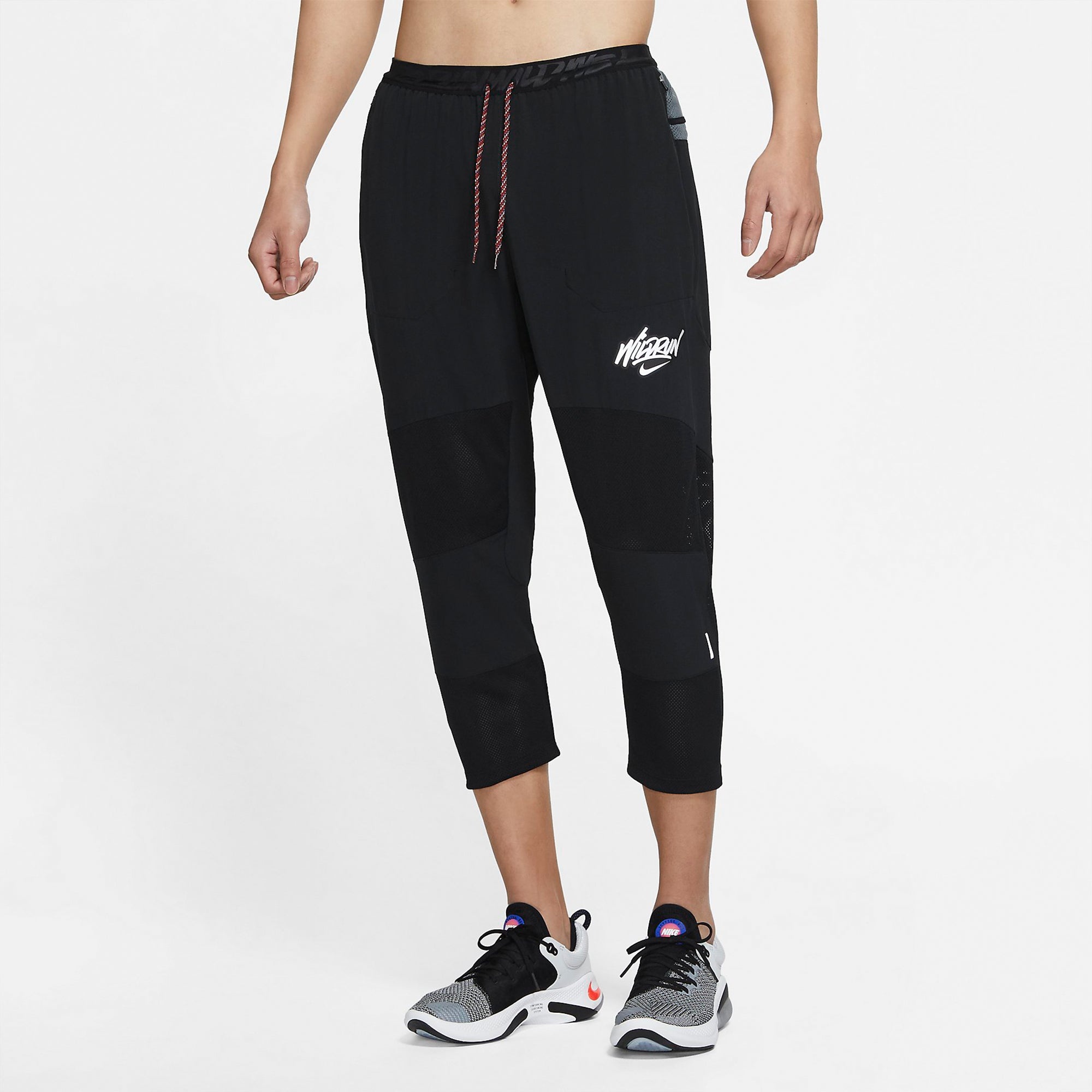 Nike Letter Printing Pocket Splicing Sports Cropped Trousers Men's Black DA1153-010 - 3