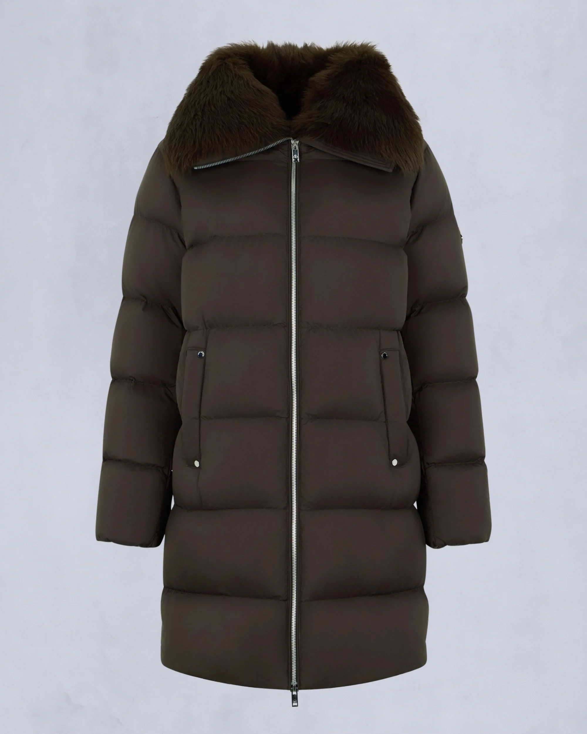 BELLE DUNE LONG SHEARLING TRIM PUFFER - 1