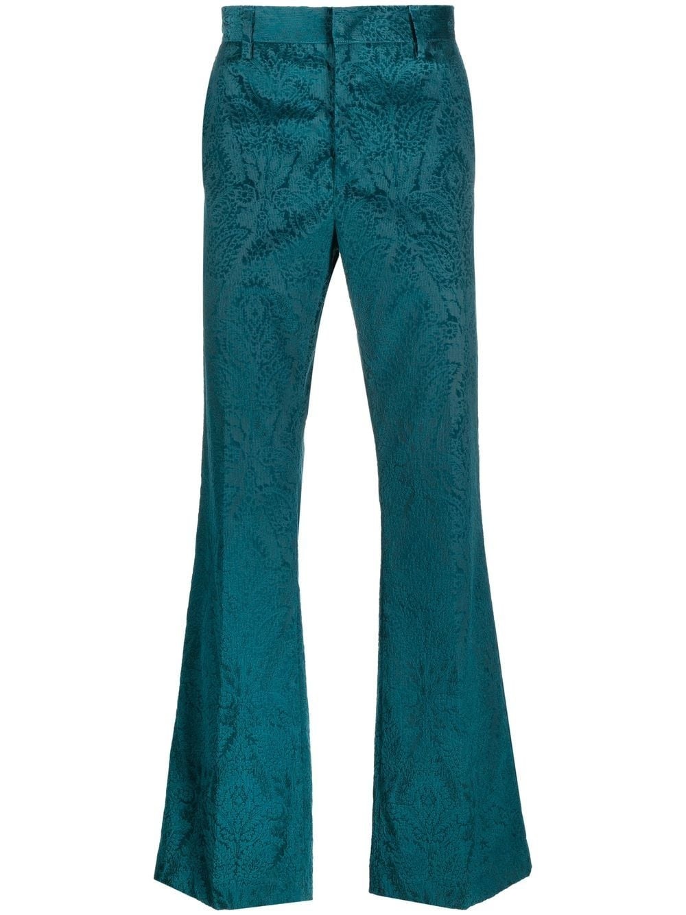 paisley-print flared velvet trousers - 1